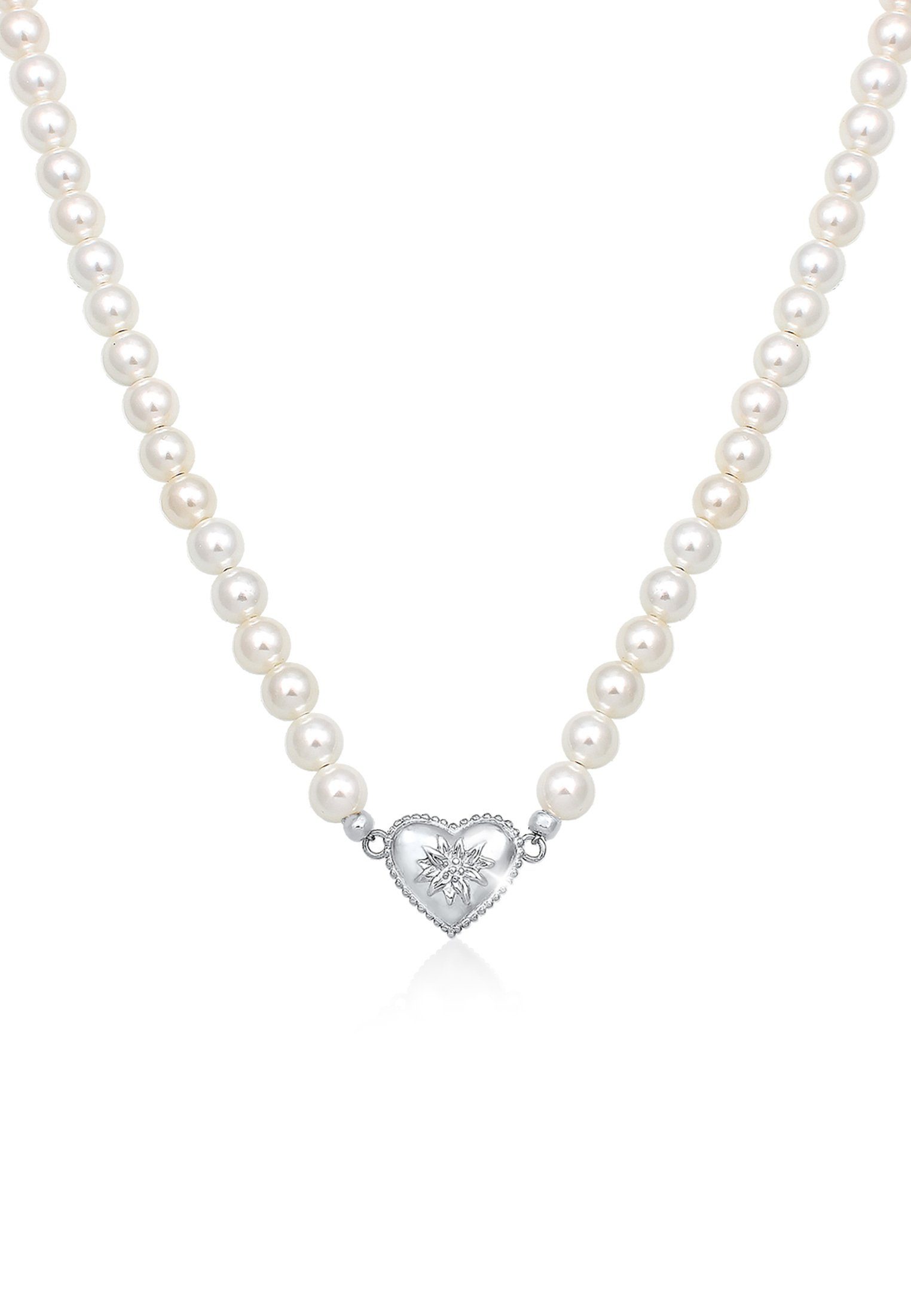 Perlenkette Elli Halskette Choker Perle Herz Edelweiss 925 Silber