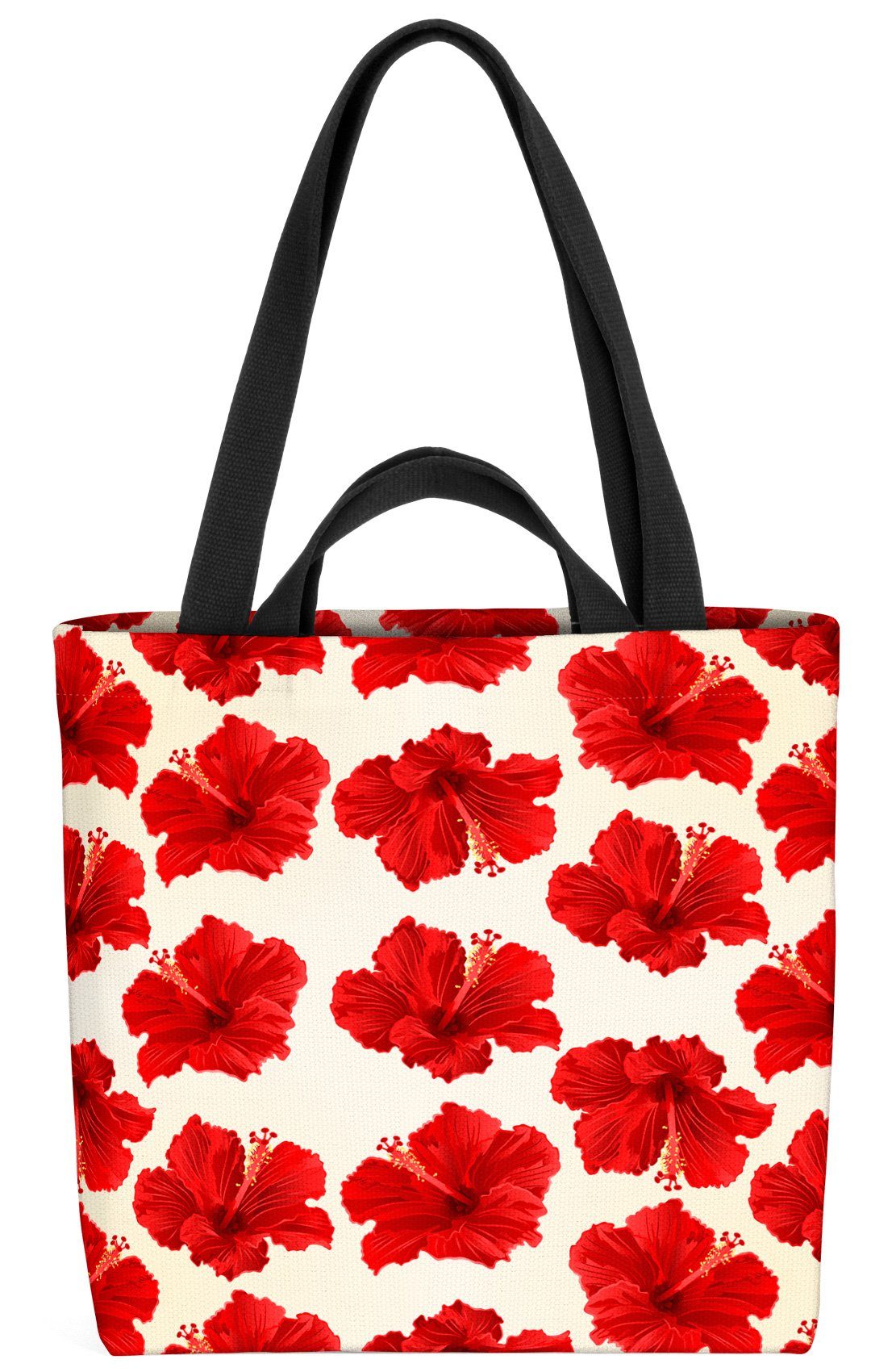 stempel Henkeltasche blumenmuster (1-tlg), geblümt Roter VOID white Hibiskus lotus Blumen Hawaii