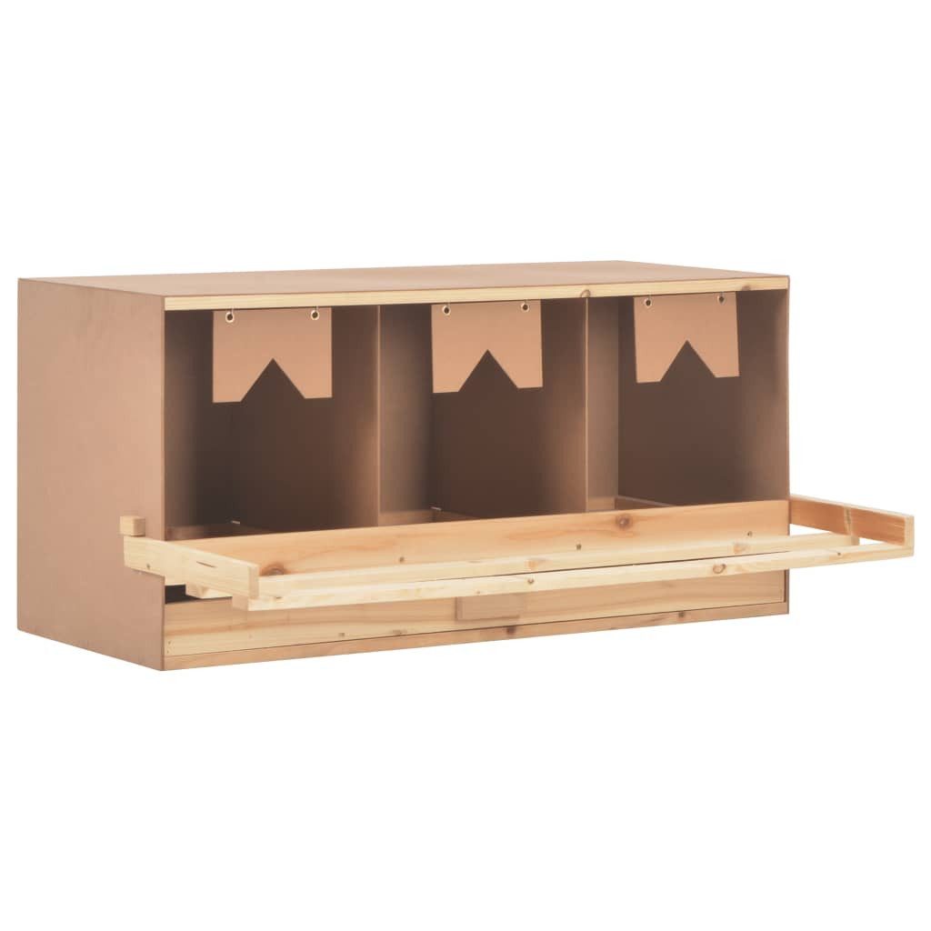 vidaXL Hühnerstall, Legenest für Hühner 3 Fächer 96x40x45 cm Massivholz Kiefer