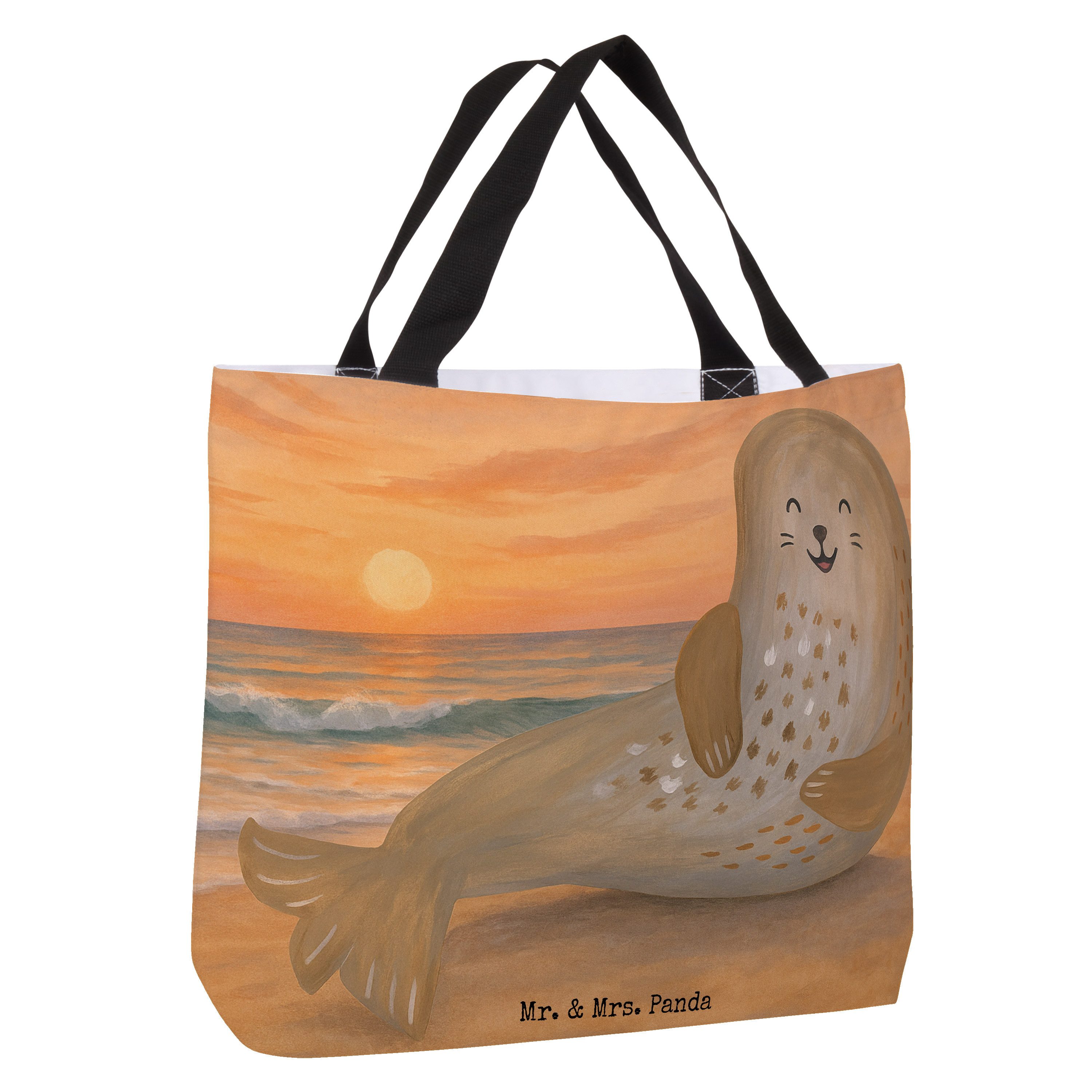 Mr. & Mrs. Panda Shopper Robbe Lachen Design, Schultasche, Weiß, Strand, Seehund, Robben, Tasc (Packung), Seehund Tote Bag Meerestier