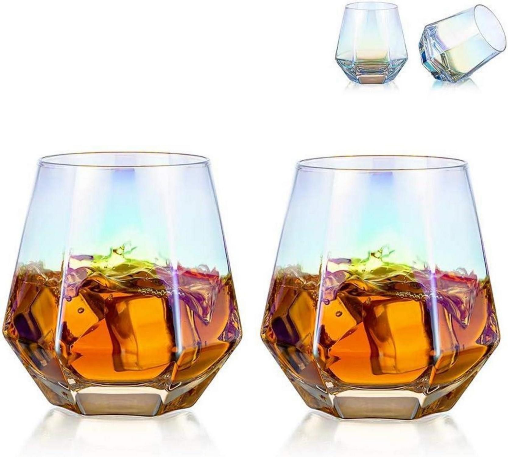 Whiskyglas Diamond Whisky Glasses 2er-Set Gekipptes Scotchglas 300 Ml Bourbon Rum