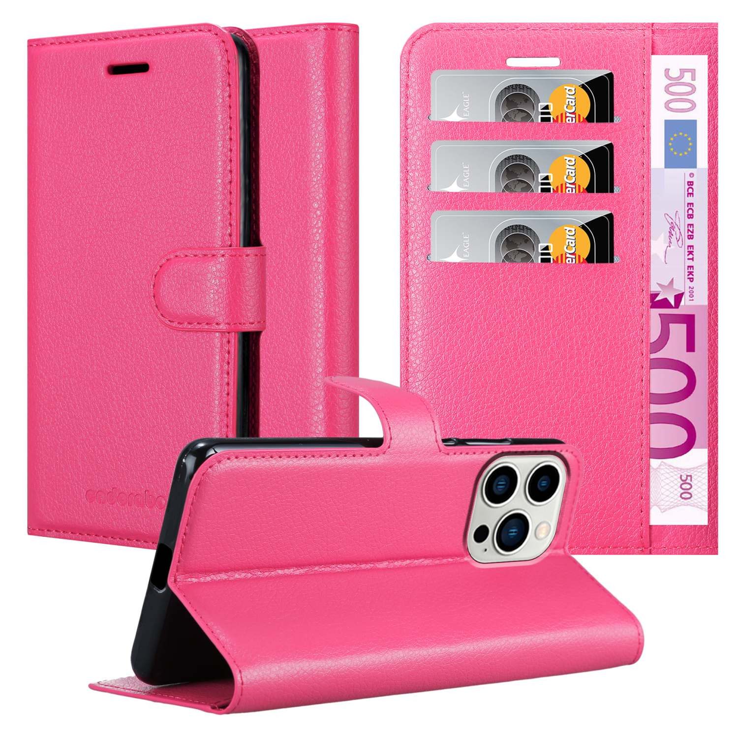 Cadorabo Handyhülle für iPhone 14 PRO Hülle Apple iPhone 14 PRO, Hülle Schutzhülle mit Standfunktion, Kartenfach und Magnetverschluss
