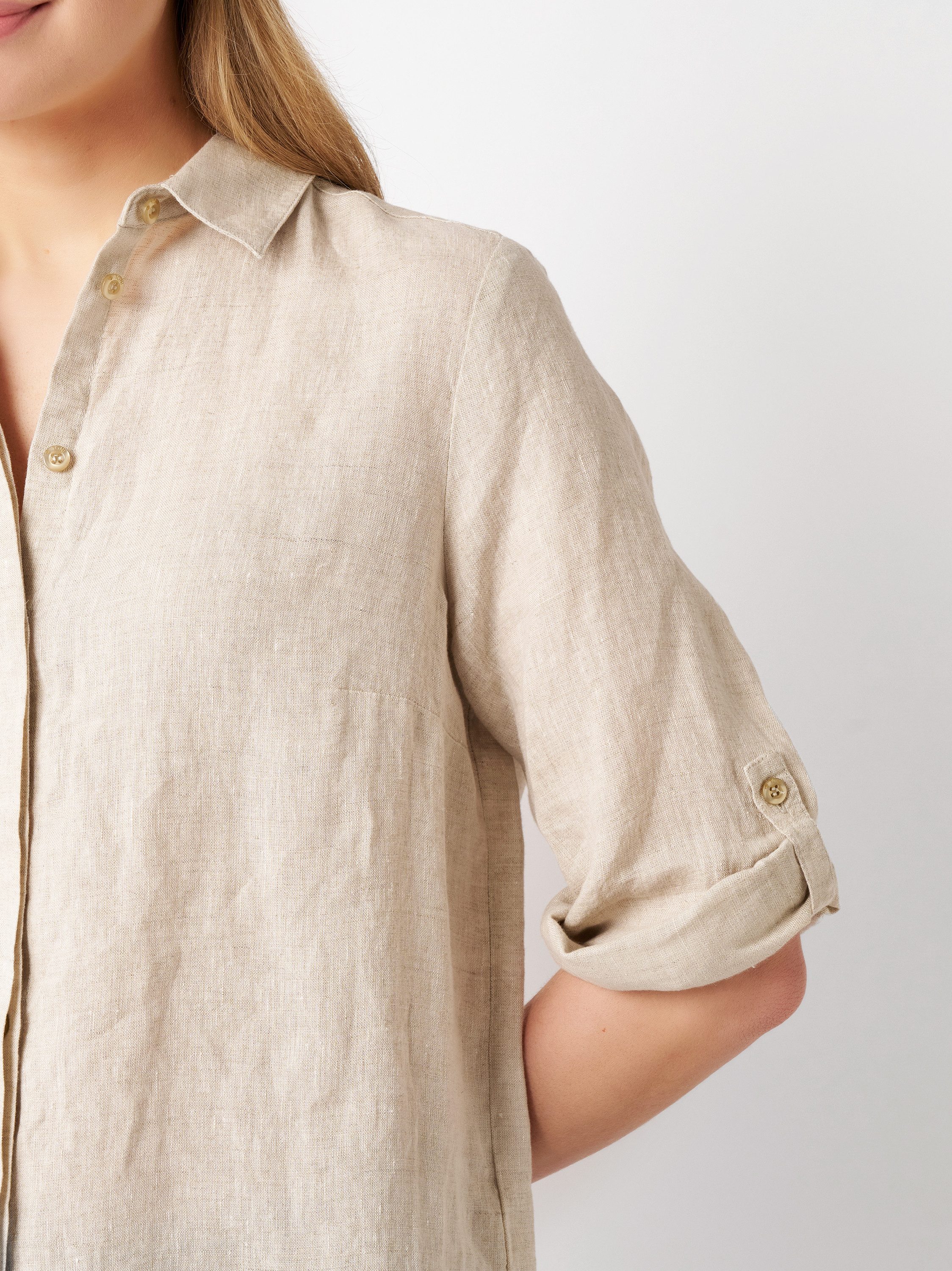 TONI Klassische Bluse Clay 3/4-Arm aus sommerlicher Leinenqualität