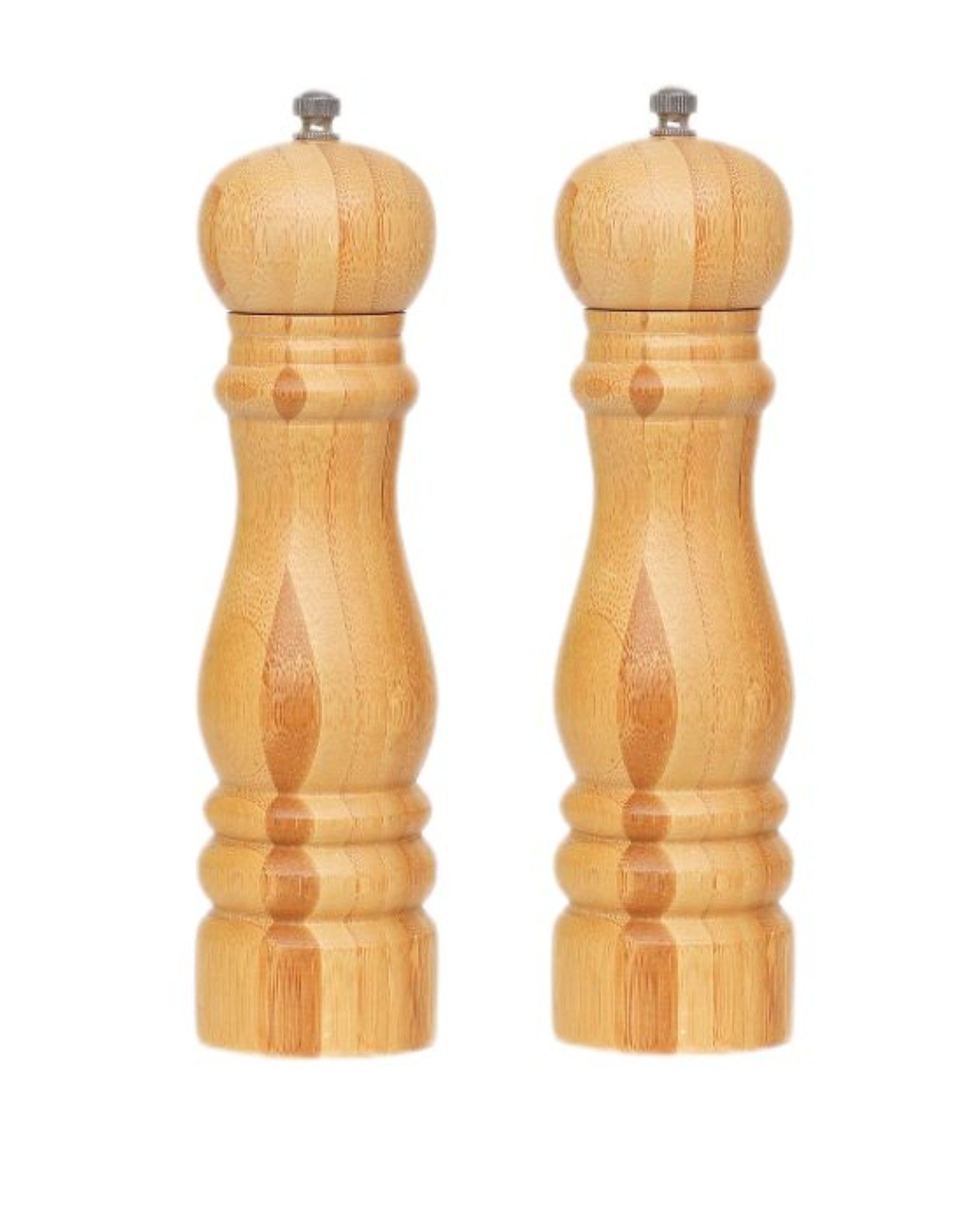 Cheffinger Gewürzmühle 2-tlg. Bambus-Set – Salz- & Pfeffermühle im Naturdesign, (2 Stück)