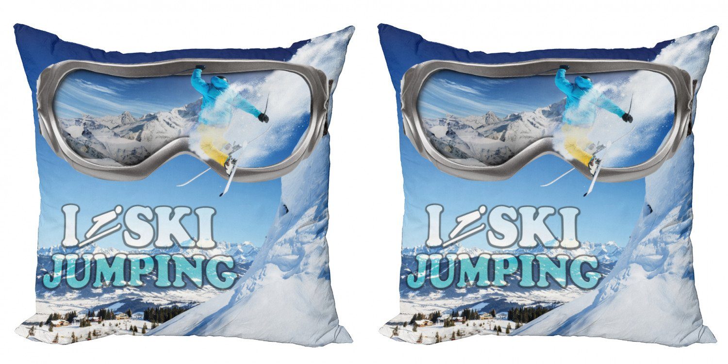 (2 Doppelseitiger Wolf Abakuhaus Accent Digitaldruck, Lieber Stück), Jump Kissenbezüge Schnee Modern Ski