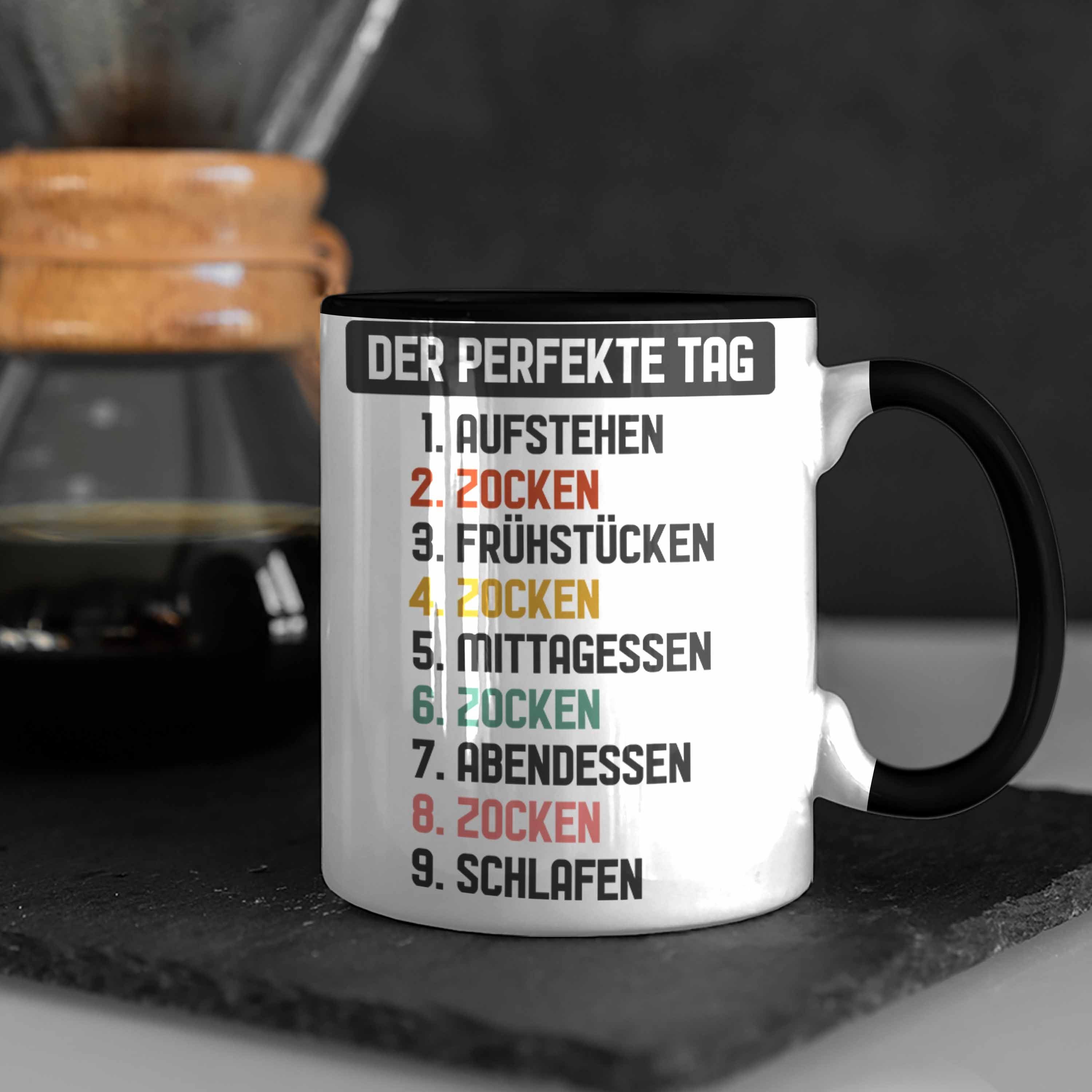 schwarz Trendation - Tag Geschenk Zocker Gaming Perfekte Tasse Trendation Tasse Junge Kaffeetasse Gamer Der mit Jungs Spruch