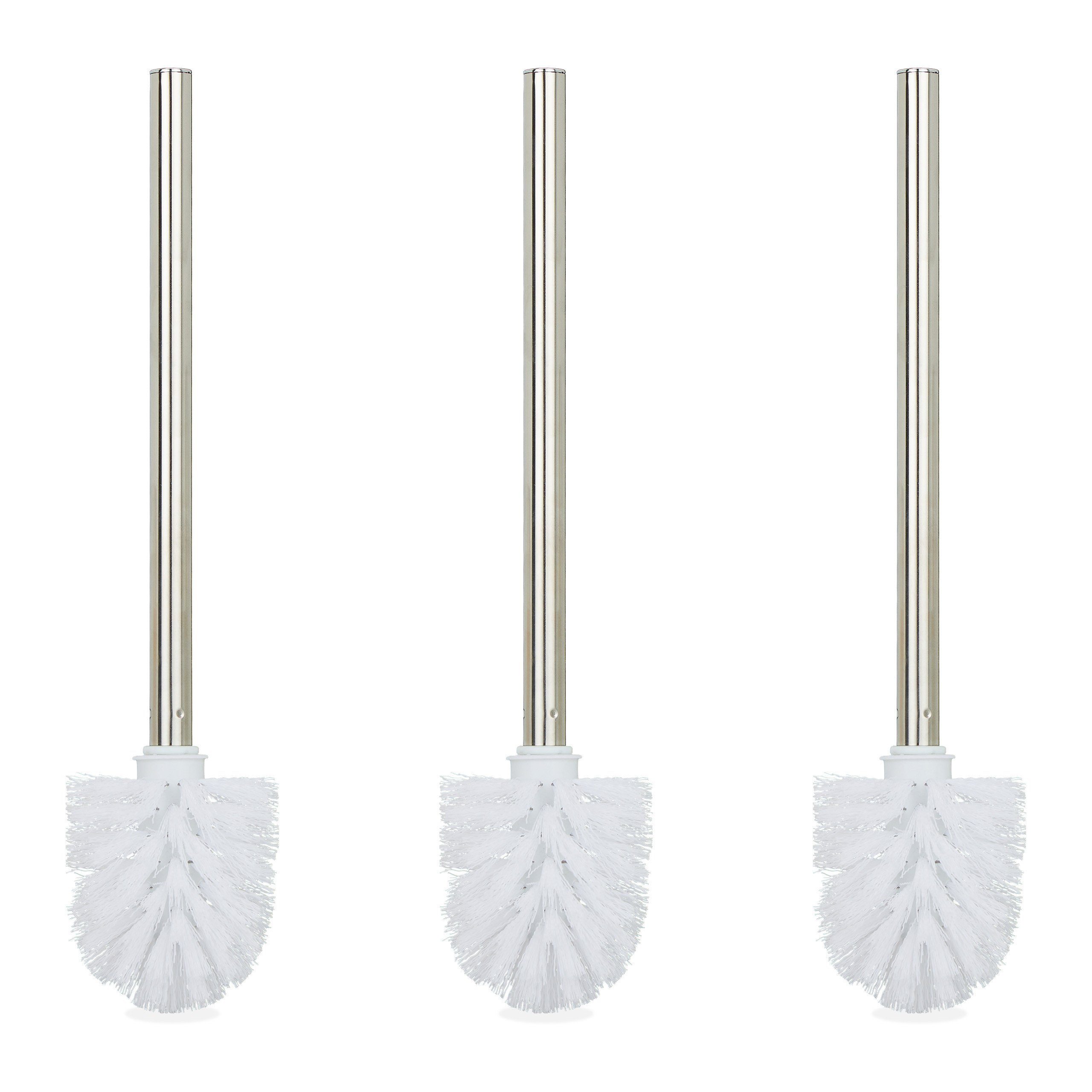 relaxdays WC-Reinigungsbürste Toilettenbürste 3er Set weiß, Klobürstenhalter mit Innengewinde (ca. 12 mm), Standardtoiletten, Alle gängigen WC-Bürstenhalter, Gäste-WCs, (3-tlg)