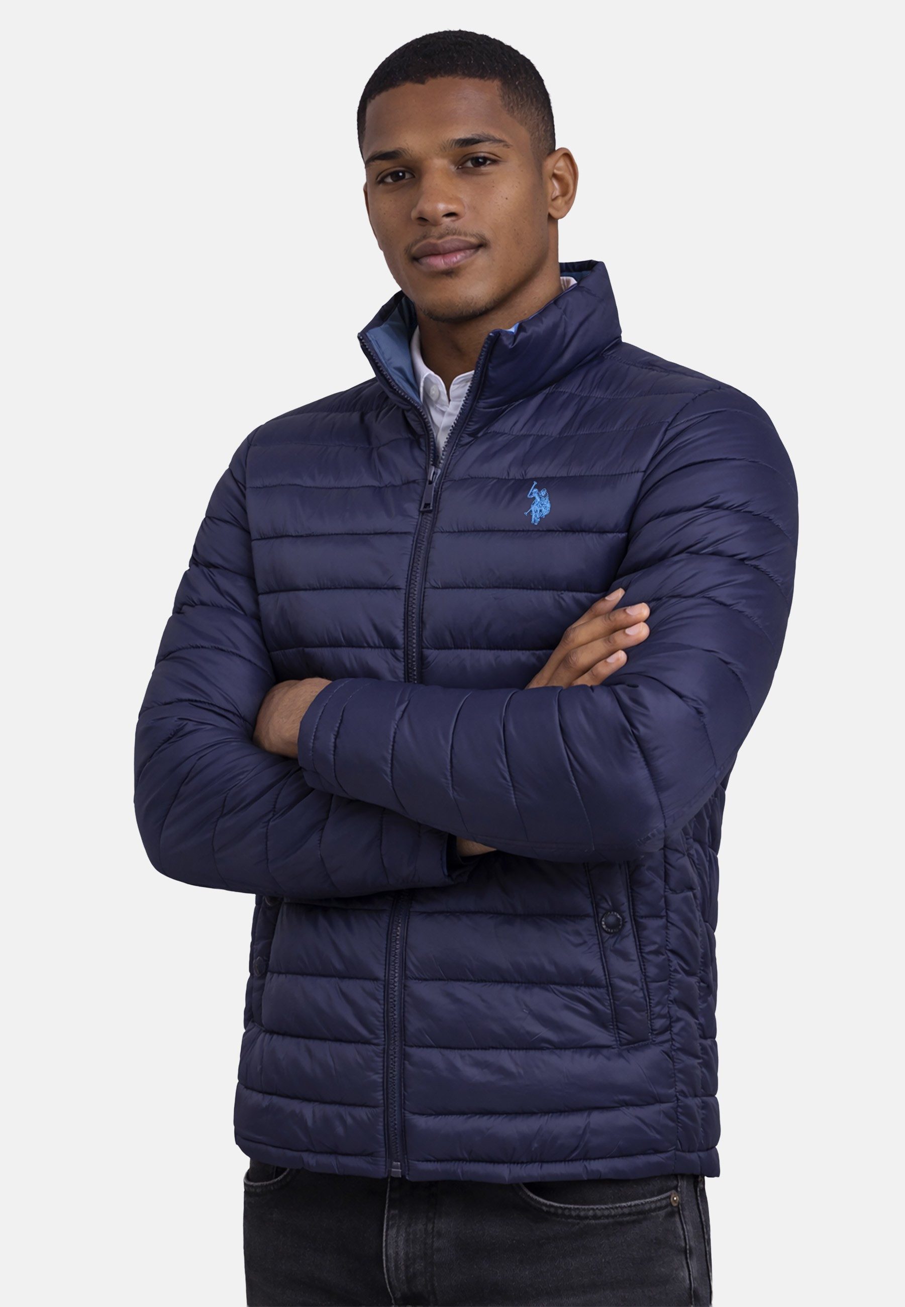 U.S. Polo Assn. Steppjacke USPhenixx - leicht Herren Übergangsjacke mit Reißverschluss Leichte Steppjacke mit hohem Kragen und Taschen