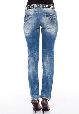 Cipo & Baxx Slim-fit-Jeans mit weißen Nähten in Straight Fit