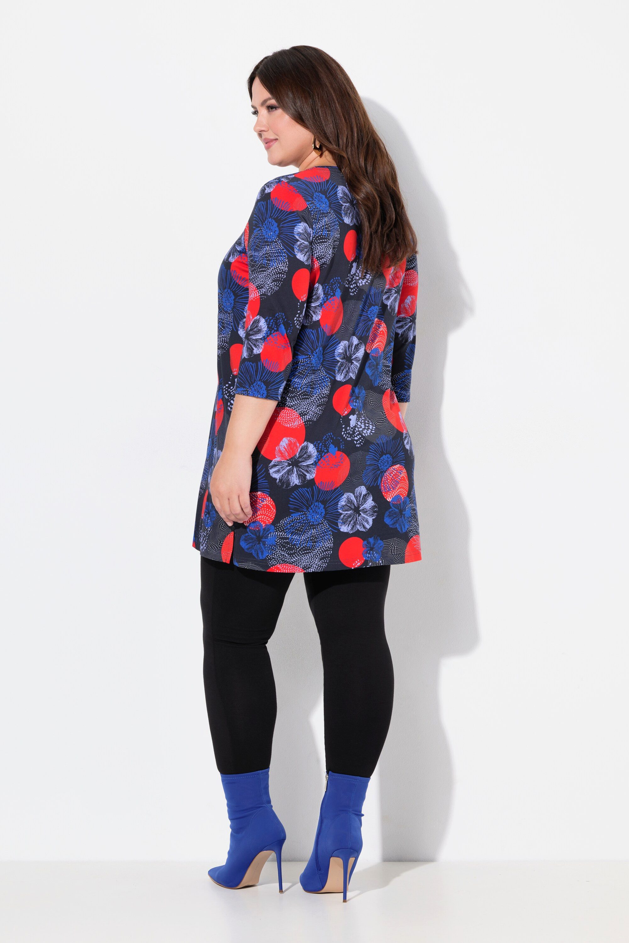Ulla Popken Longshirt Longshirt A-Linie Carree-Ausschnitt 3/4-Arm