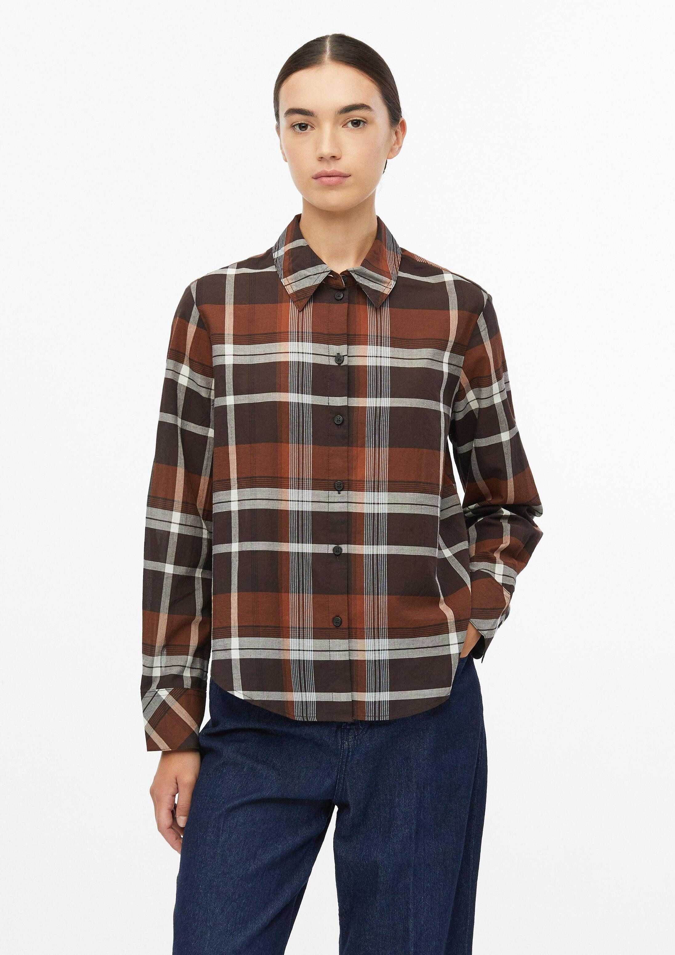 s.Oliver Langarmbluse Bluse Leichte Karo-Bluse im Relaxed Fit