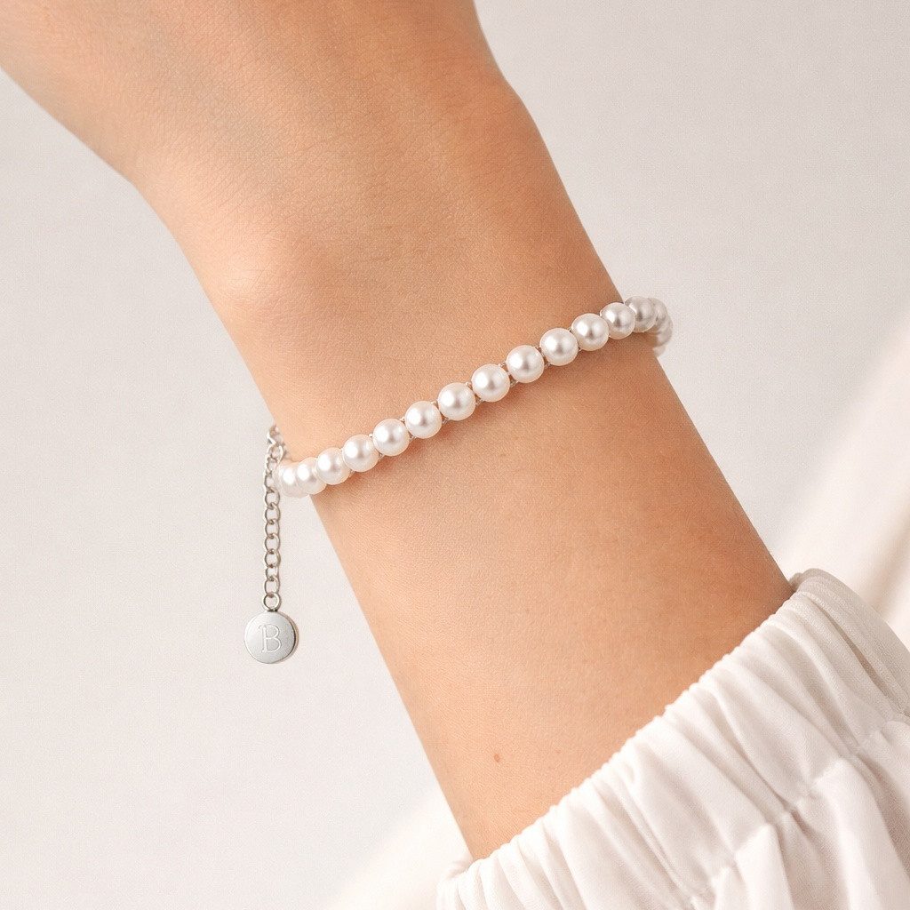 Brandlinger Armreif Armband Tahiti, Silber 925 vergoldete, echte Süßwasserperlen