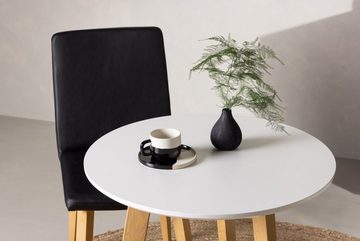 BOURGH Esstisch LEONORA - Runder Tisch ⌀65cm - weiße Platte im Nordic Style, Tischplatte aus sehr haltbarem MDF Material
