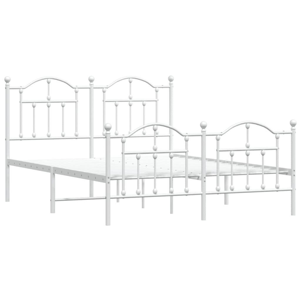 vidaXL Bettgestell Bettrahmen mit Kopf- und Fußteil Metall Weiß 140x200 cm günstig online kaufen