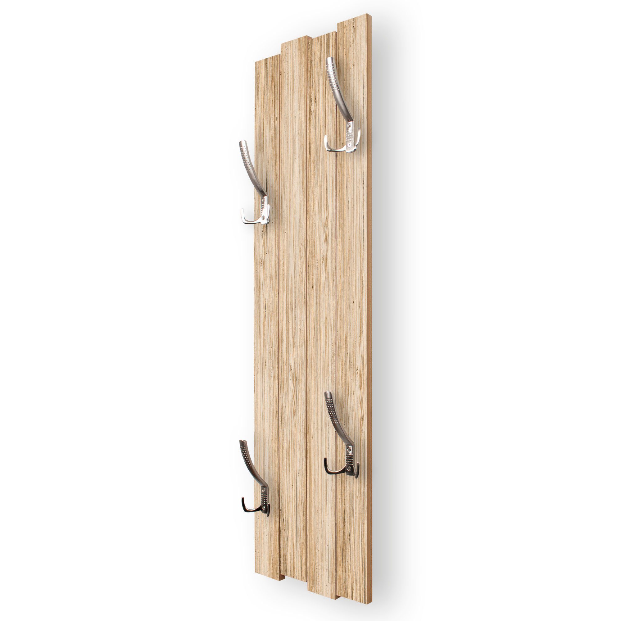 Kreative Feder Wandgarderobe Wand-Garderobe „Holz Beige“ aus Holz, Shabby-Chic; ca. 100 x 30 cm; mit 4 Haken; außergewöhnlich, modern