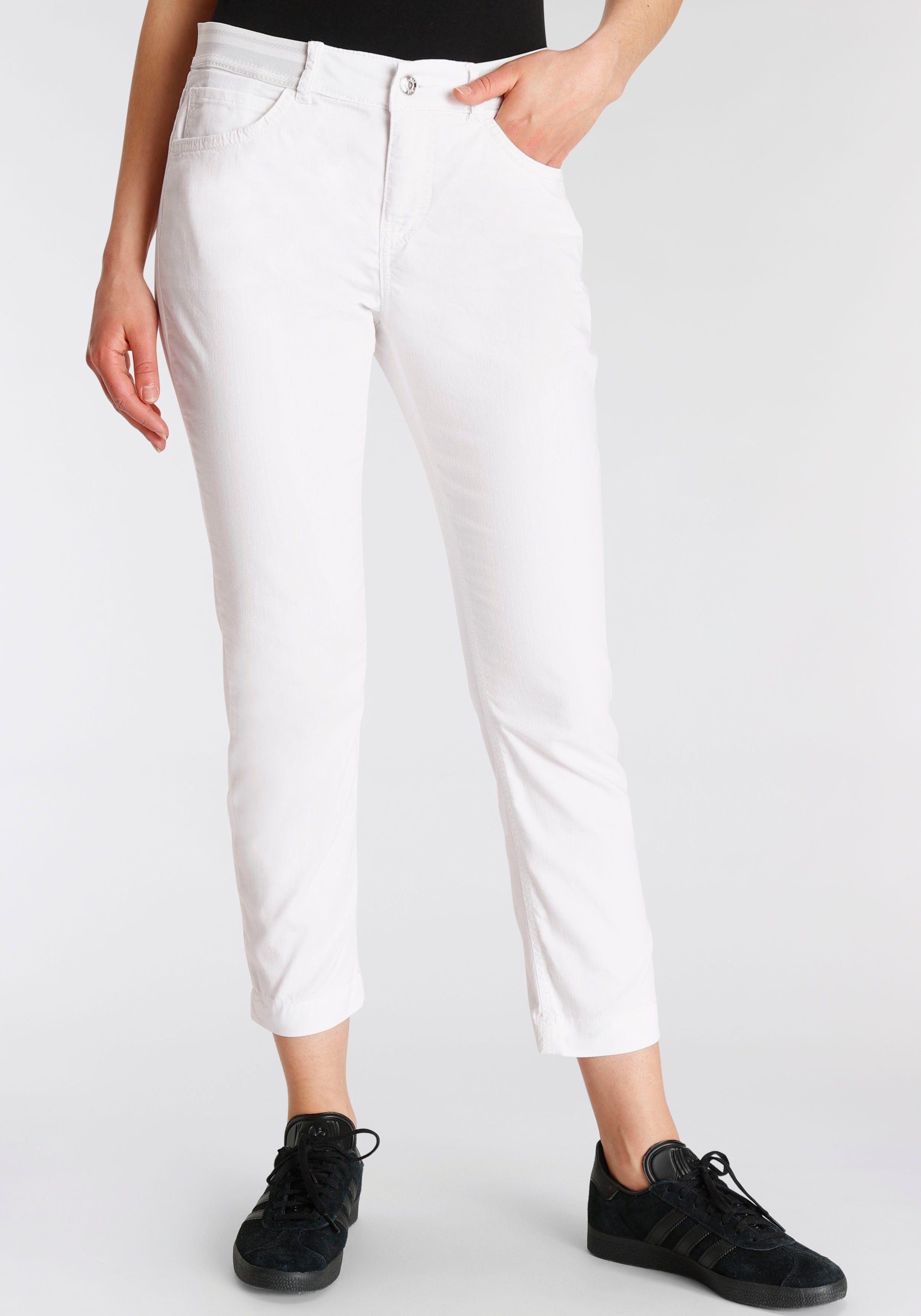 der white Slim Bund denim an Taille Sport elastischem 7/8-Jeans MAC cropped mit