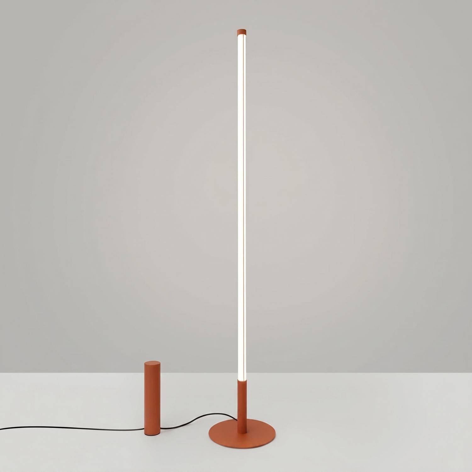 Licht-Erlebnisse Stehlampe ORSAY, LED fest integriert, Neutralweiß, LED dimmbar Metall 150 cm hoch Ockerrot rund 4000 K 4710 lm Modern
