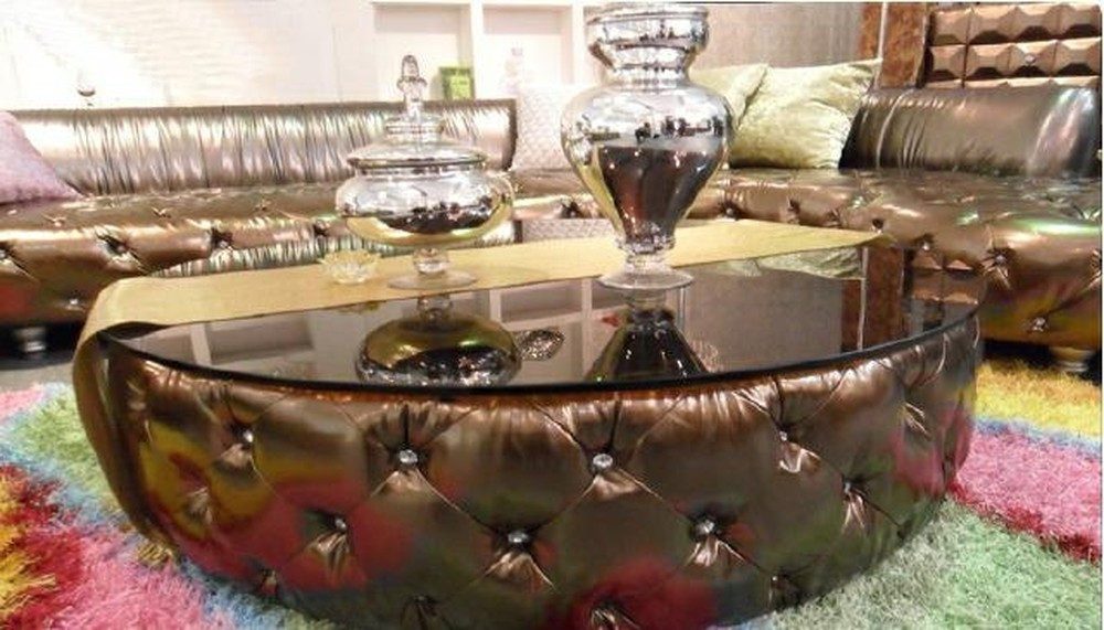 JVmoebel Ecksofa Chesterfield Wohnlandschaft in Gold mit Kunstlederbezug, 1 Teile, Made in Europa