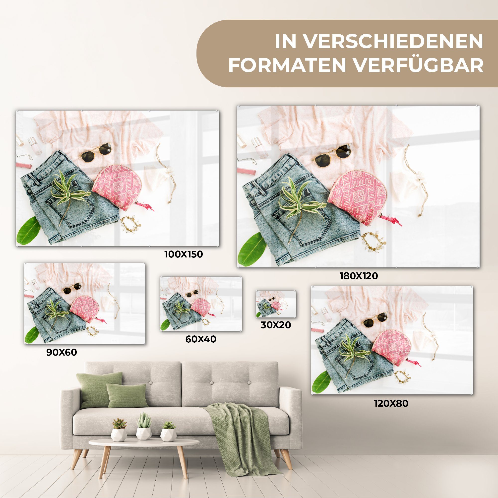 (1 Schlafzimmer St), Acrylglasbilder Sonnenbrille - Hemd, Acrylglasbild - Kleidung MuchoWow Wohnzimmer &