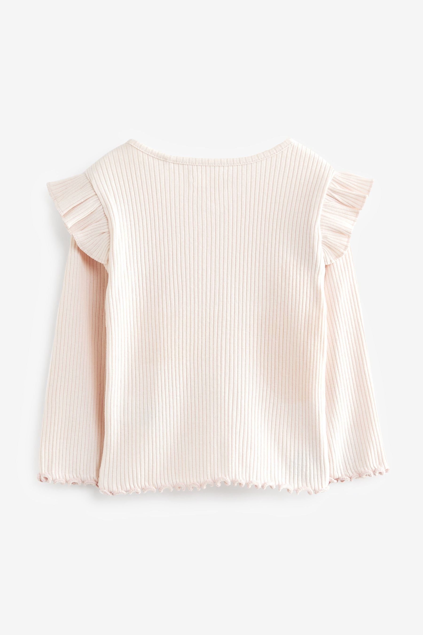 (1-tlg) Pale Langarmshirt Next geripptes Langärmeliges, Wickeloberteil Pink