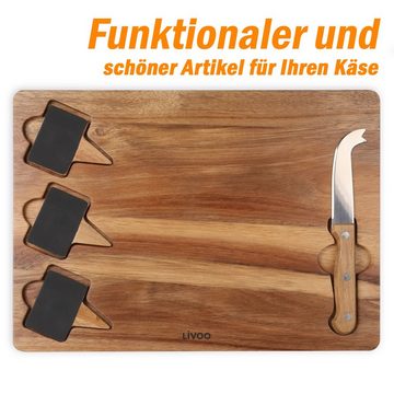 LIVOO Käsebrett LIVOO Käsebrett Käseplatte Schneidebrett Holz Schiefer mit Messer