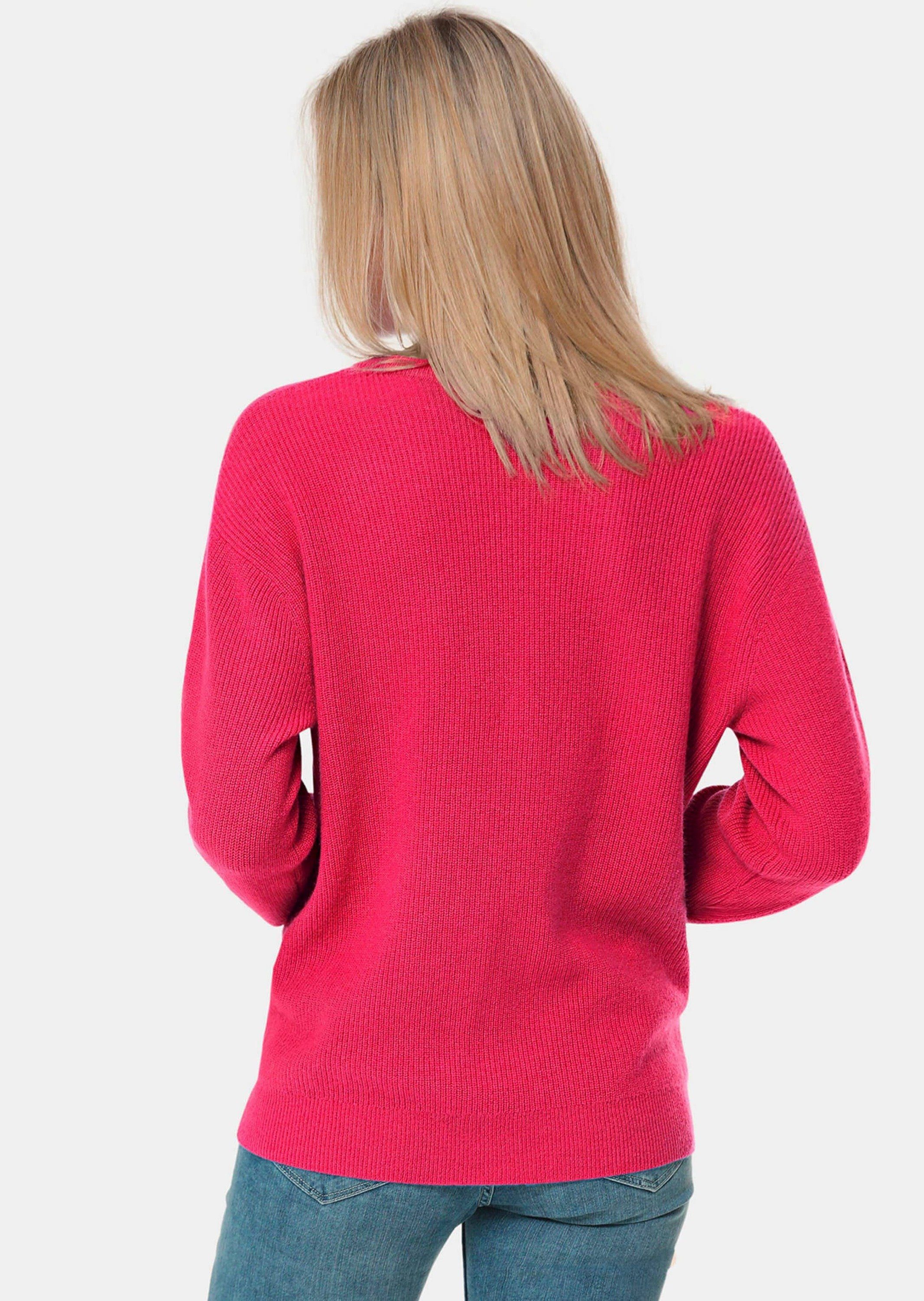 Patentstrick in mit Rundhals pink Strickpullover GOLDNER Kaschmirpullover