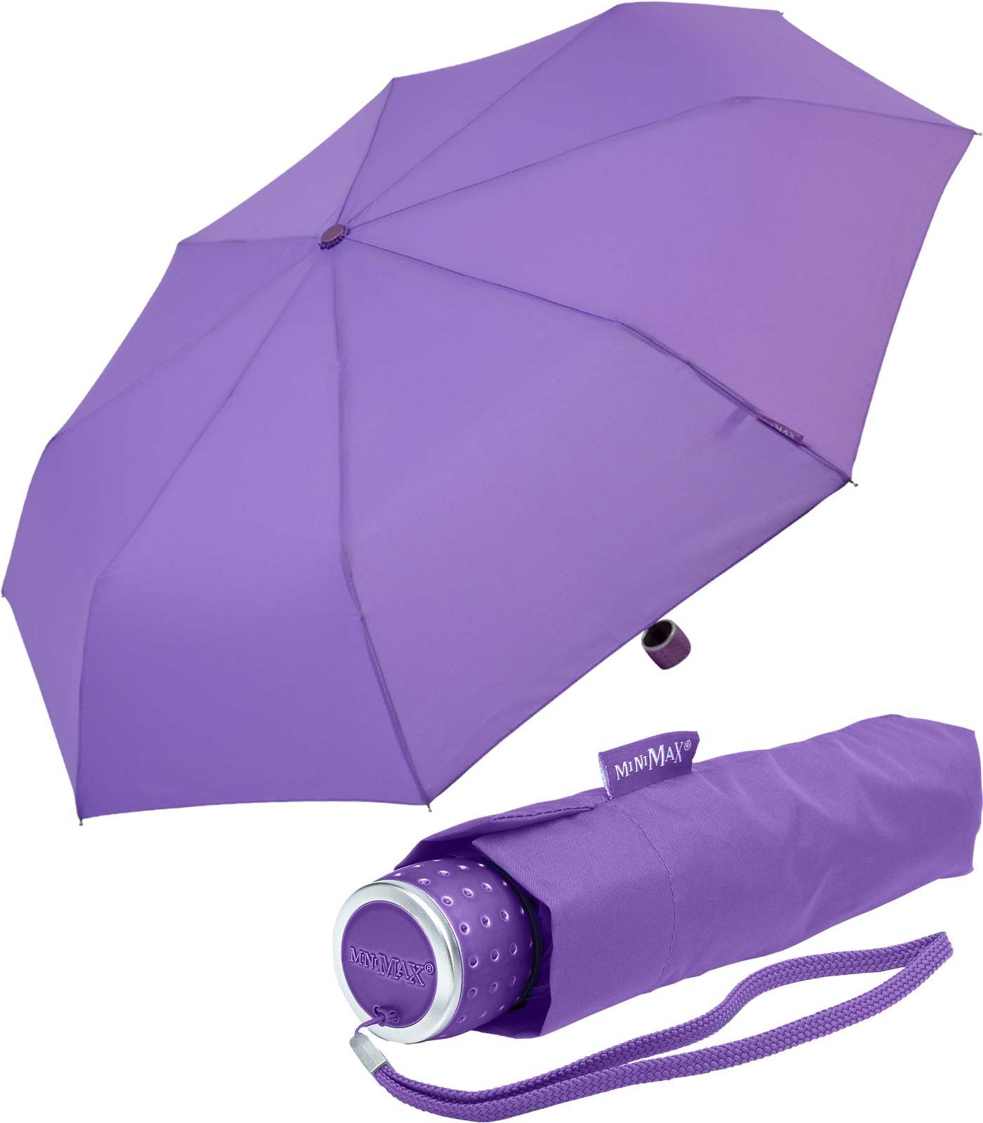 Impliva violett Taschenregenschirm Schirm leichter Handöffner, miniMAX® in Tasche kleiner passt jjede
