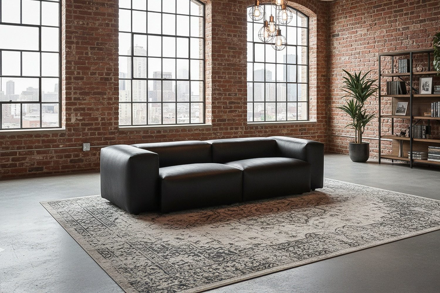 KAWOLA 4-Sitzer CELESTE – Nachhaltig & modern mit Lederfaserstoff schwarz, Pflegeleichtes Designsofa – Stilvoll, komfortabel, langlebig
