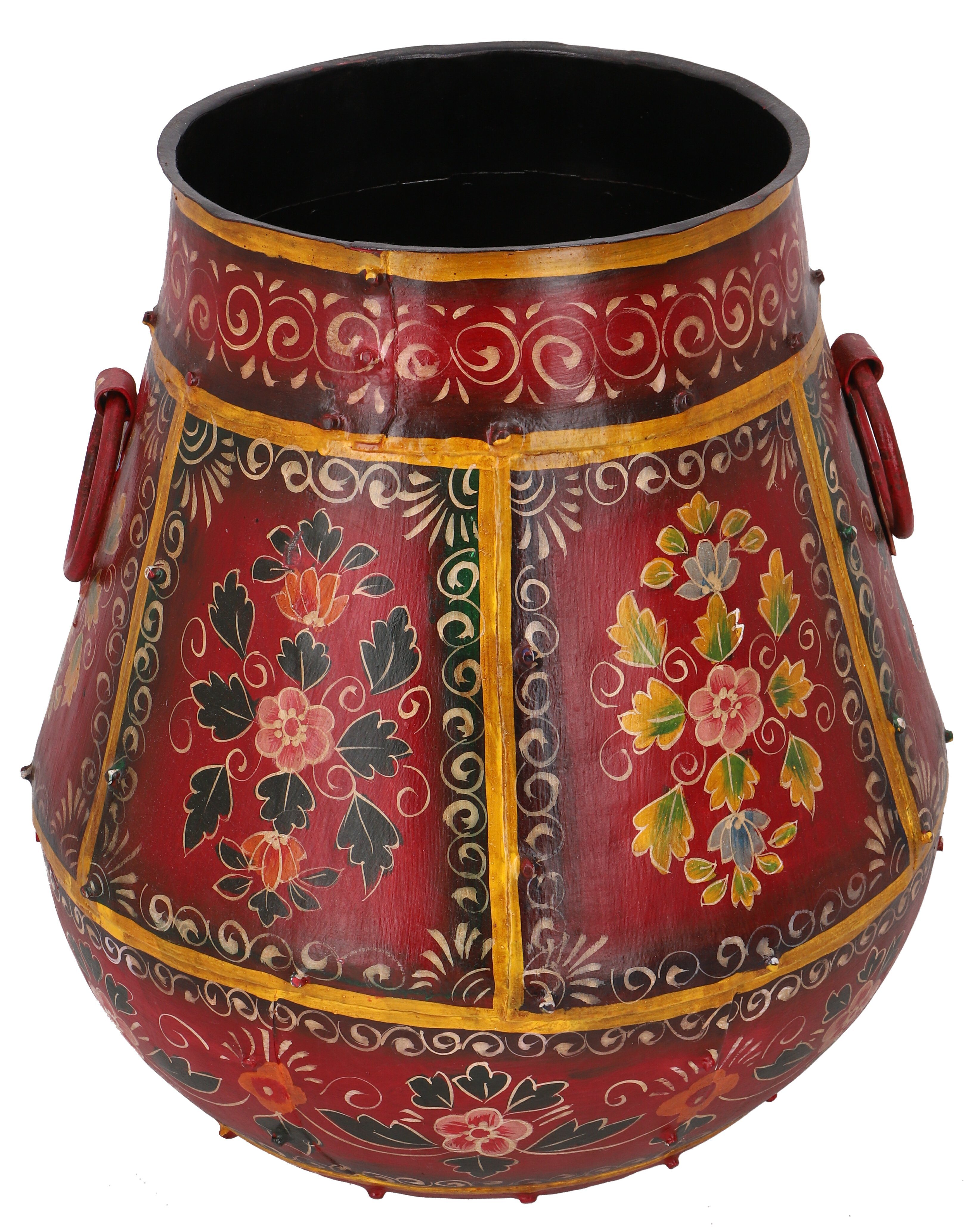 Guru-Shop Dekovase Vintage Metall Vase, Krug Rajasthan, handbemalt.. s (45*35*35)-Design 2