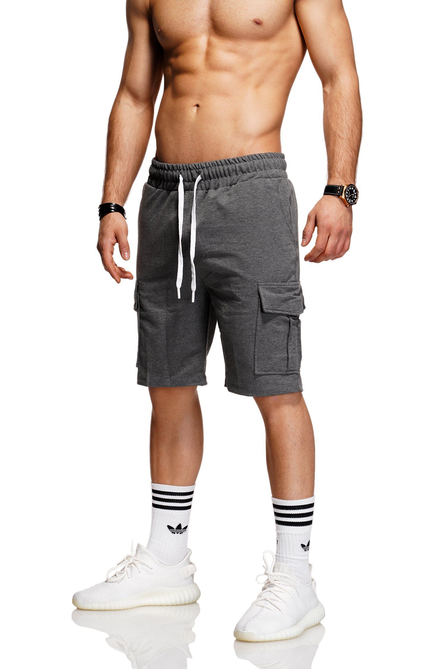 dunkelgrau Cargo-Taschen Shorts behype CURT mit
