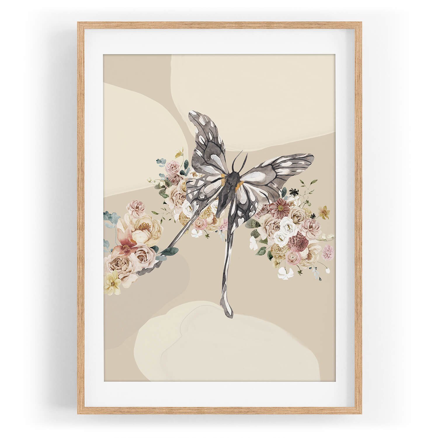 Sinus Art Wandbild Wandbild Schmetterling Blumen Blüten Frühling Vintage Kunstvoll. € 35,00