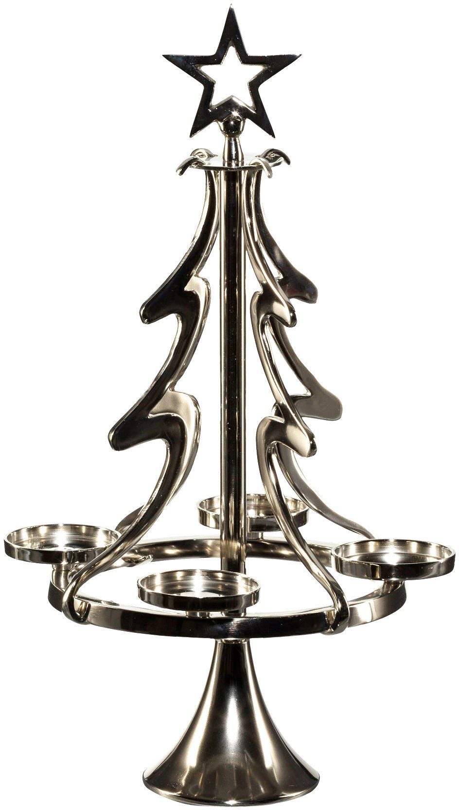 my home Adventsleuchter Tannenbaum, Weihnachtsdeko (1 St), Kerzenständer aus Aluminium, Höhe 72 cm silberfarben