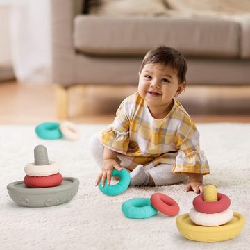 Esun Stapelspielzeug Motorikspielzeug baby ab 1 jahr, Baby Spielzeug ab 1 2 3 Jahre, Beruhigt Emotionen,Badewannenspielzeug Set Kinder