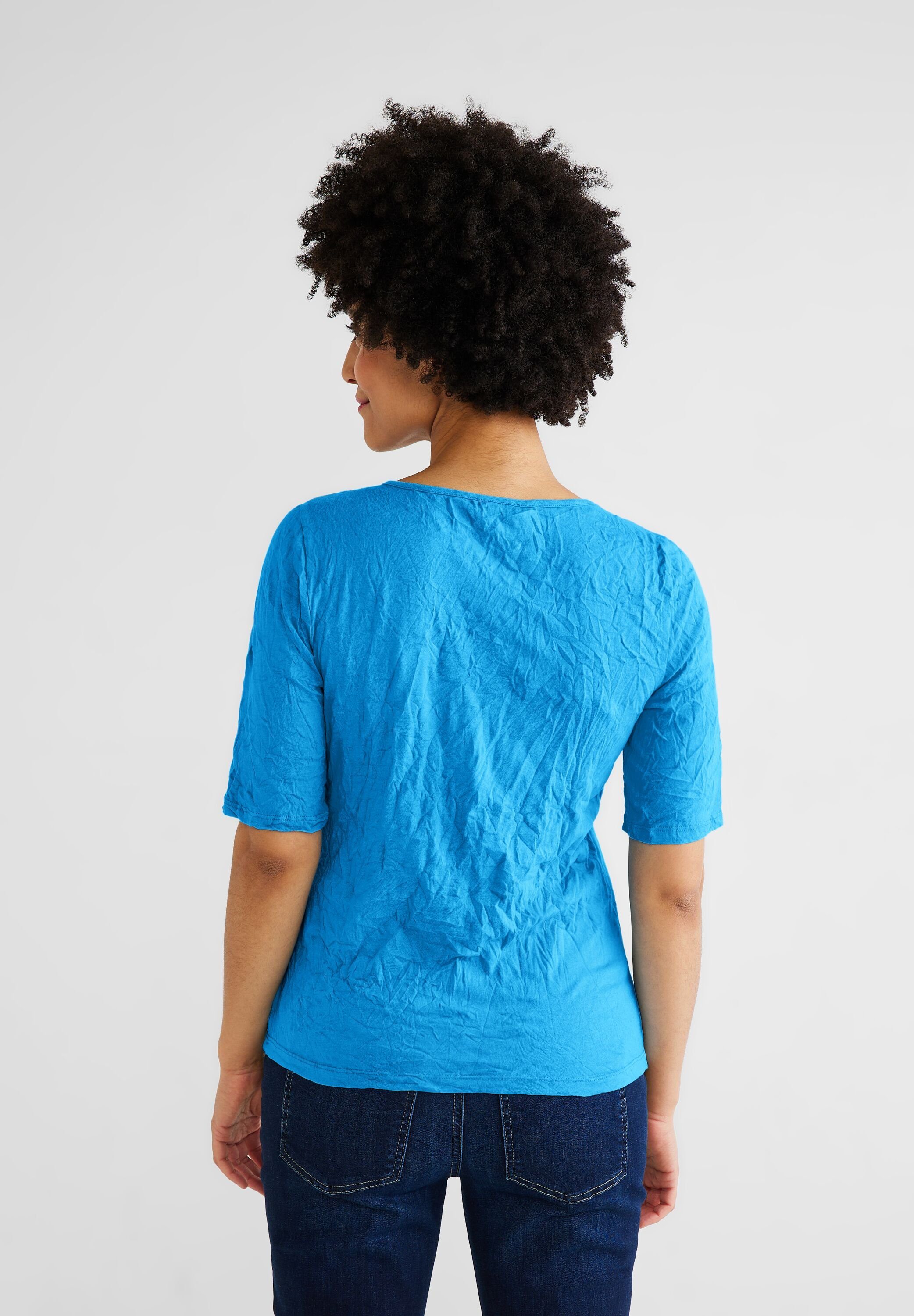 Rundhalsshirt aus Materialmix splash ONE STREET softem blue