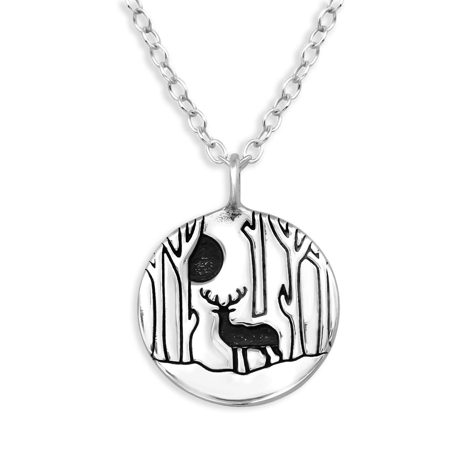 Monkimau Silberkette Hirsch Halskette aus 925 Silber, Hypoallergen