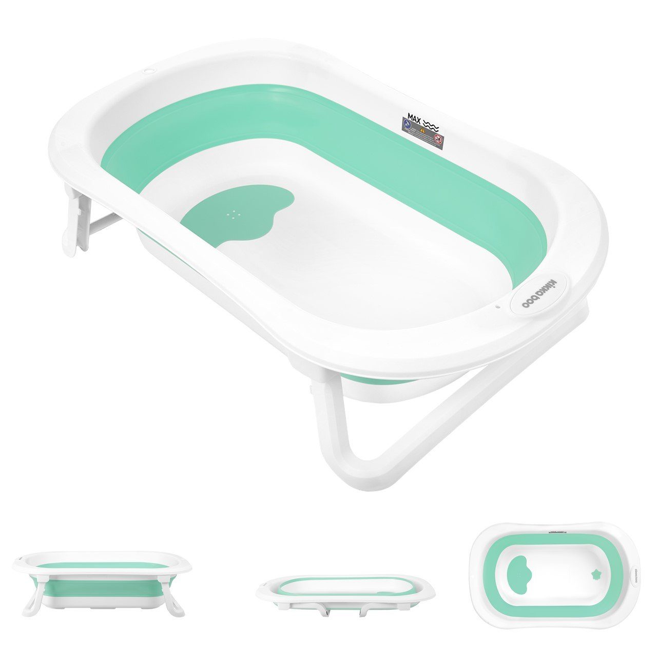 Kikkaboo Babybadewanne Babybadewanne Fiji faltbar, rutschfest Wasserablauf leicht zu reinigen