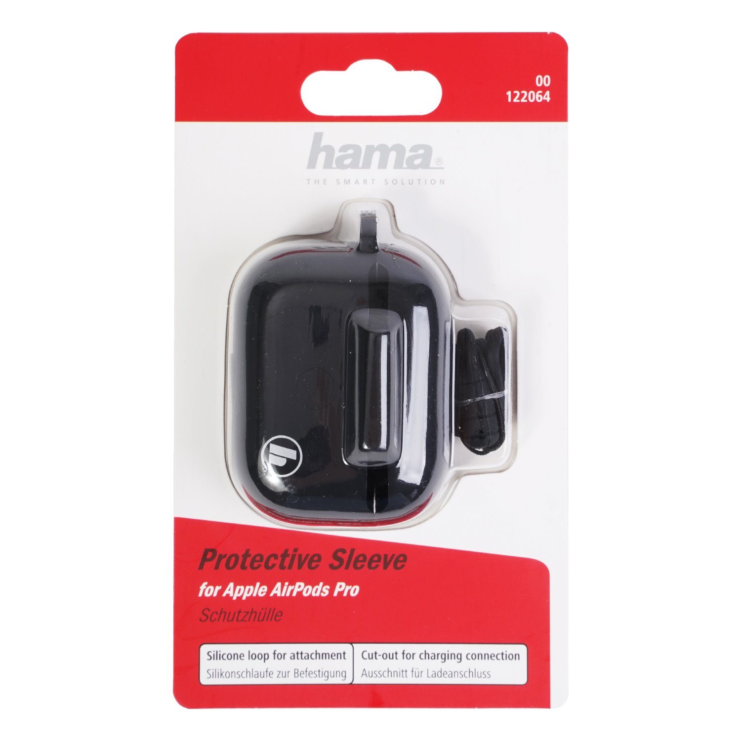Hama Kopfhörer-Schutzhülle Etui Silikon Skin Case Schutz-Hülle Schwarz, Trageband zur Sicherung Cover für Ladecase Apple AirPods Pro Kopfhörer – Bild 4 von 4