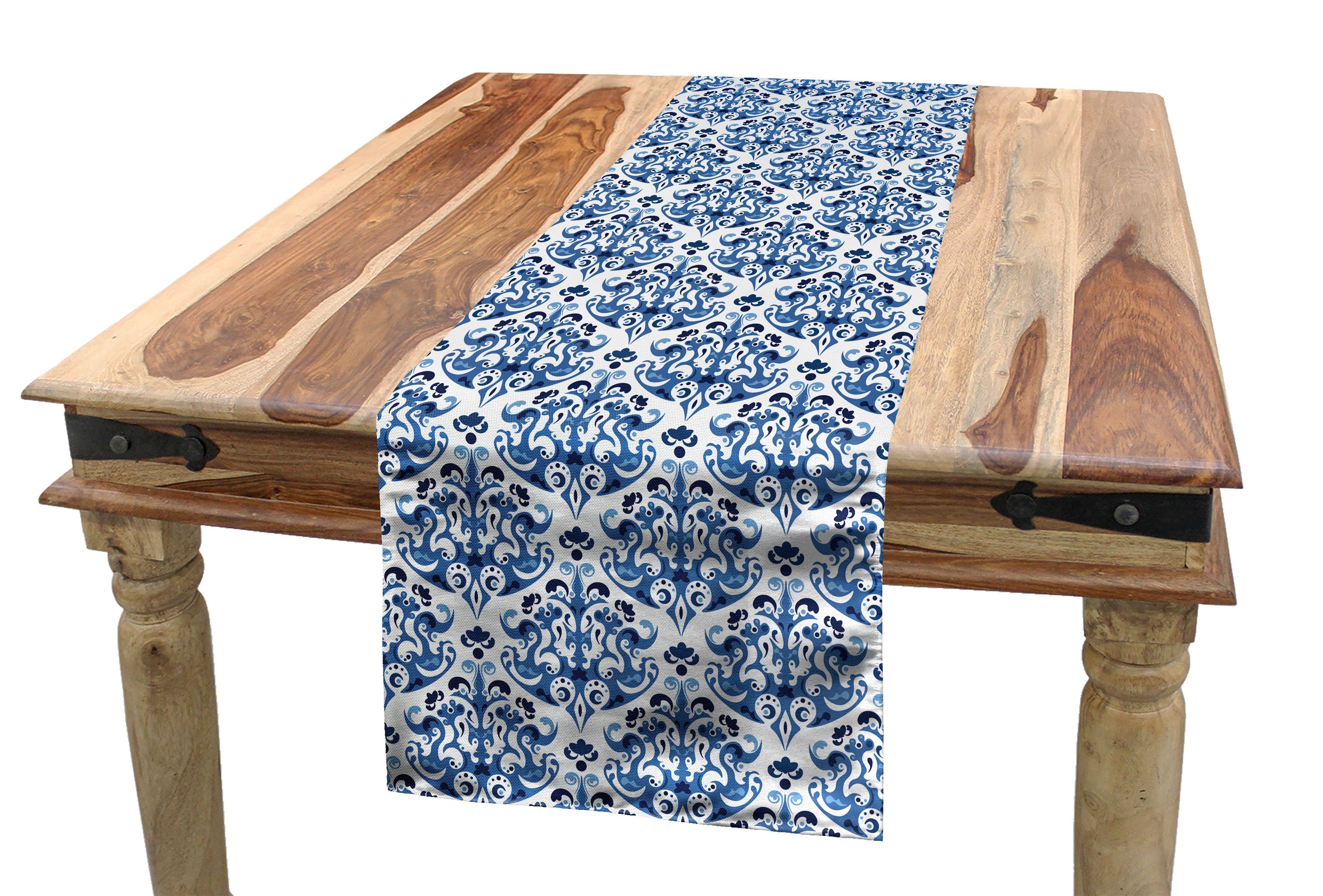 Abakuhaus Tischläufer Esszimmer Küche Rechteckiger Dekorativer Tischläufer, Blau Indigo-viktorianischer Entwurf