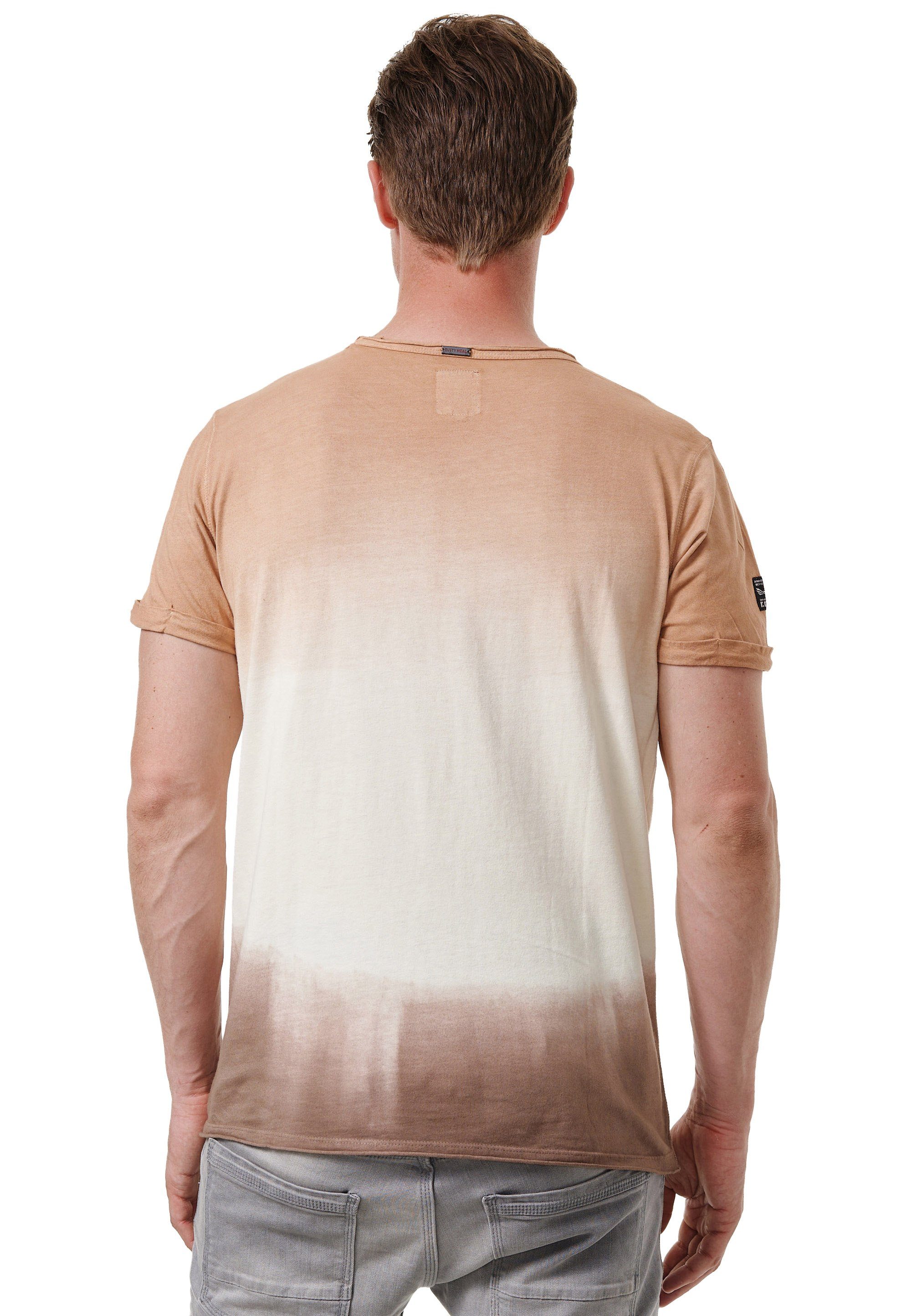 Rusty Used-Optik toller braun-weiß T-Shirt in Neal
