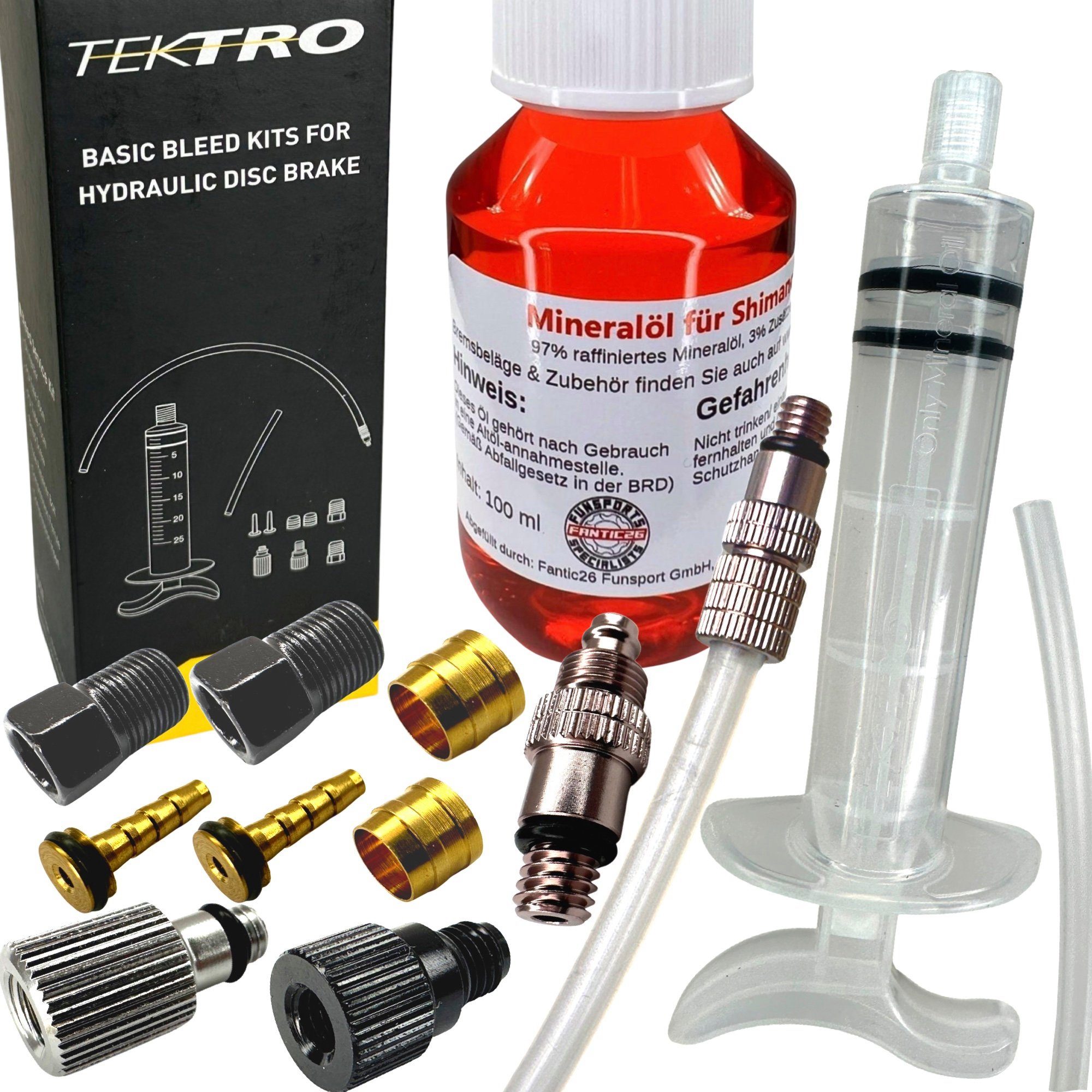 Entlüftungsset Service Mineralöl Tektro mit 100ml Fahrrad-Montageständer Fantic26 Scheibenbremse TRP /