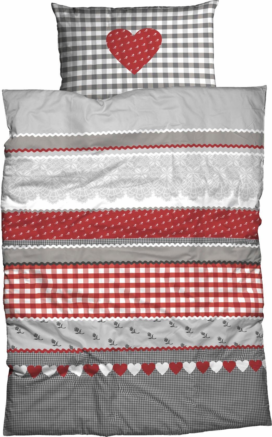 Bettwäsche »Herz-Karo«, , mit niedlichem Herz-Karo Design Bettwäsche »Herz-Karo«, , mit niedlichem Herz-Karo Design