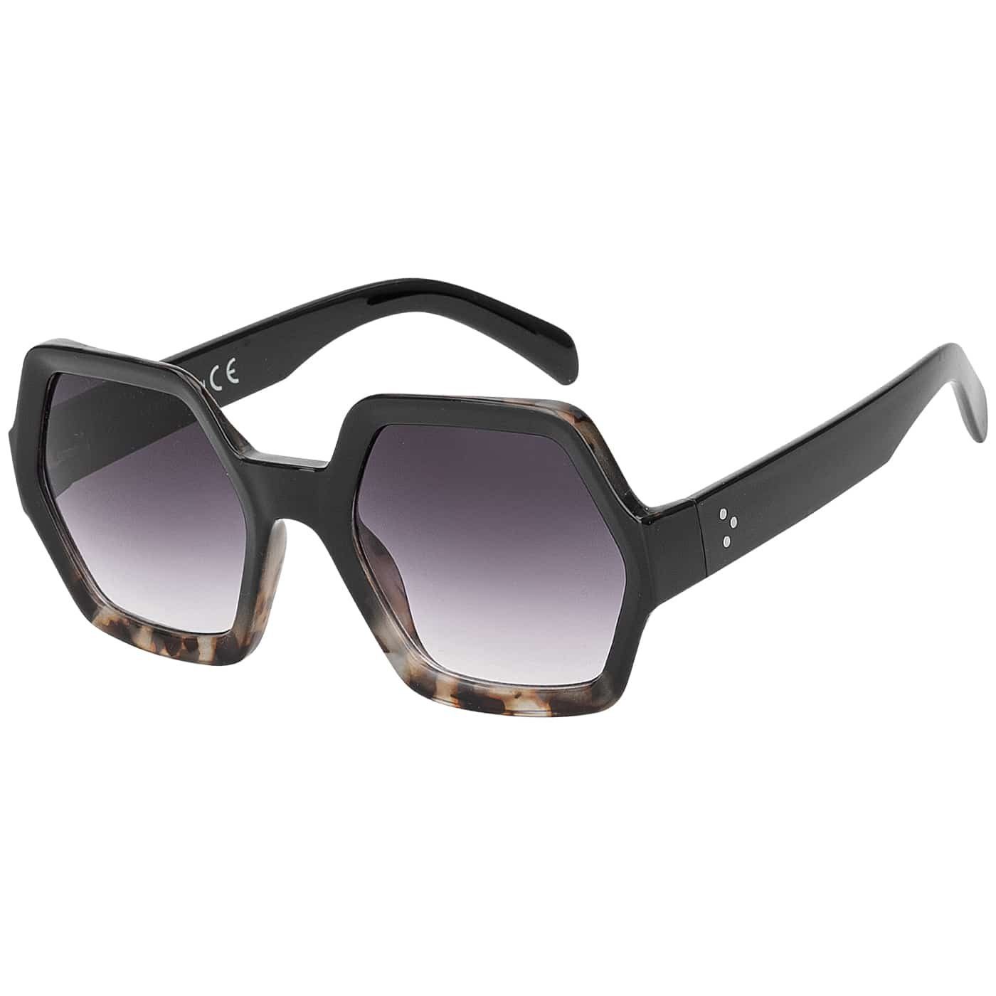BEZLIT Eyewear Retrosonnenbrille Große Designer Damen Sonnenbrille (1-St) mit violett und braunen Linsen Schwarz-Marmoriert
