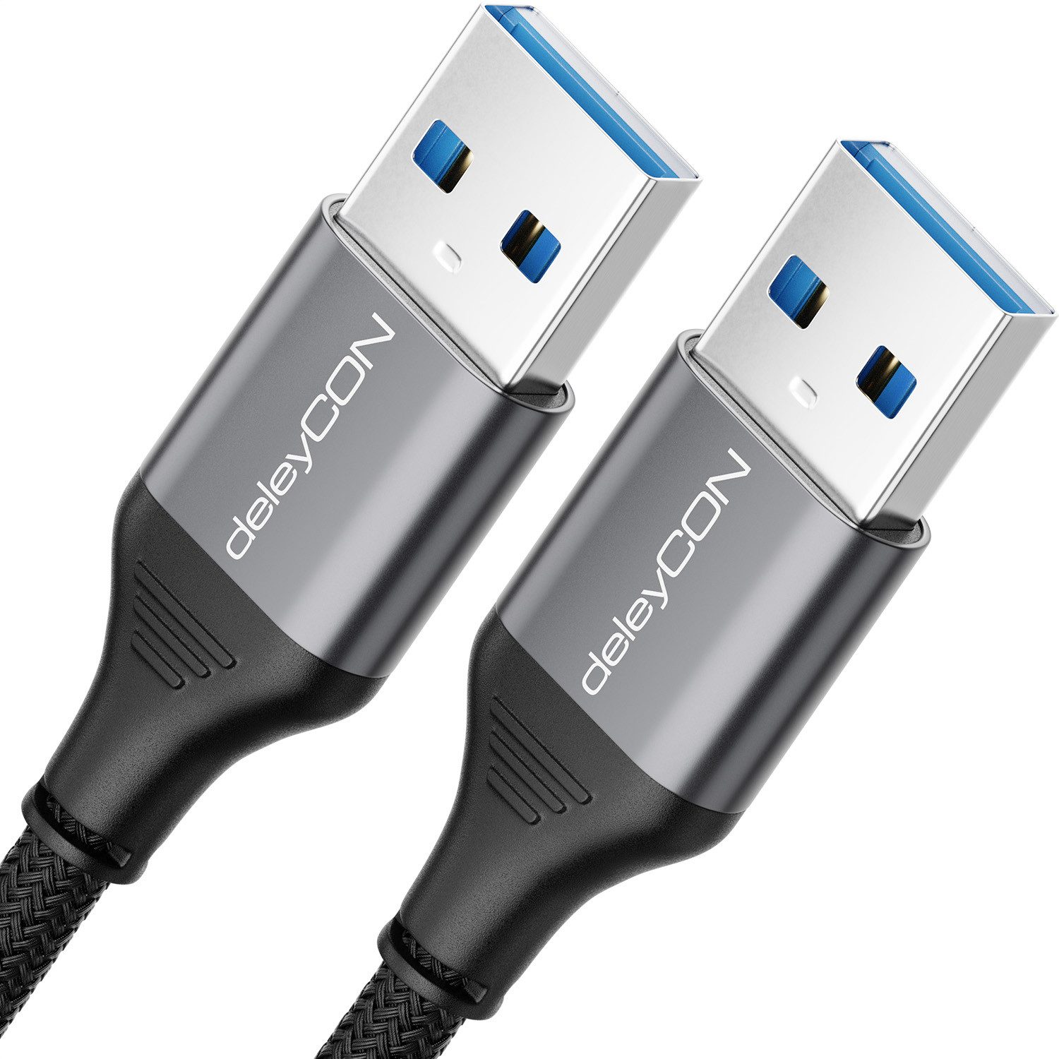 deleyCON deleyCON 1m USB3.0 A-A Kabel (5Gbit/s, Alu+Nylon) für Laptop/HDD USB-Kabel