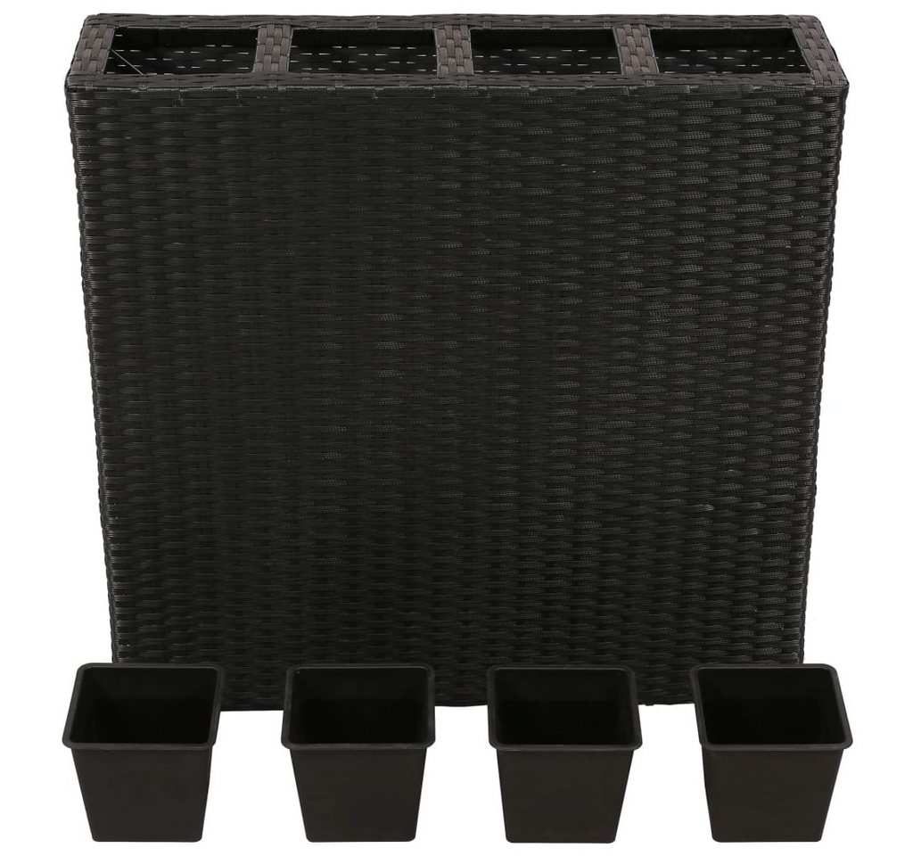 Thumbnail - DOTMALL Hochbeet Garten-Hochbeet mit 4 Töpfen Poly Rattan Schwarz