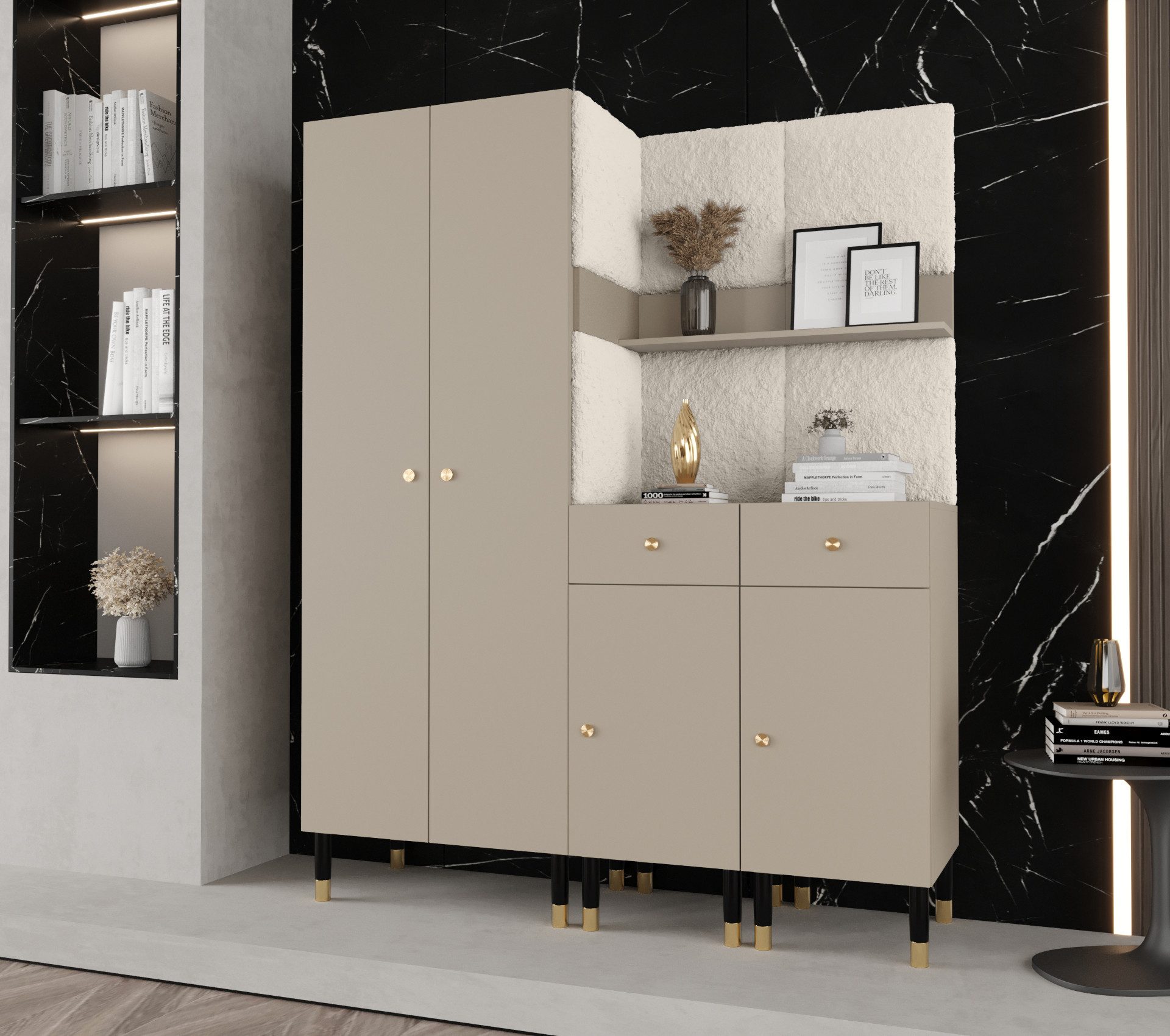ABIKS MÖBEL Kompaktgarderobe PALERMO Set 7 Garderobe mit gepolsterten Paneelen, Industriell Design