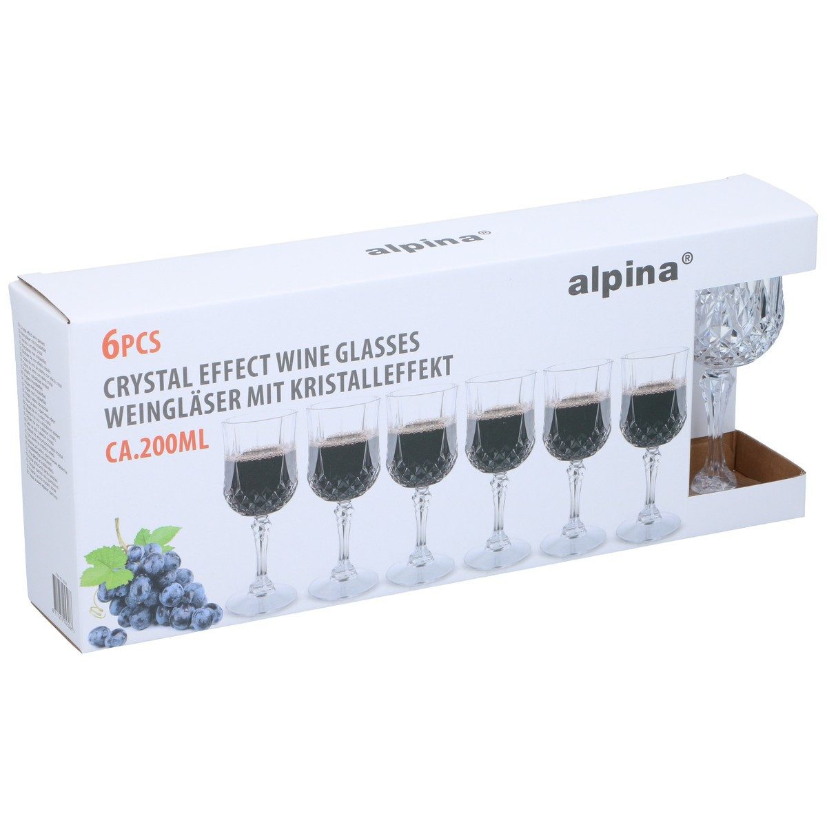 Alpina Weinglas alpina Weingläser 6 Set 200ml, Kunststoff
