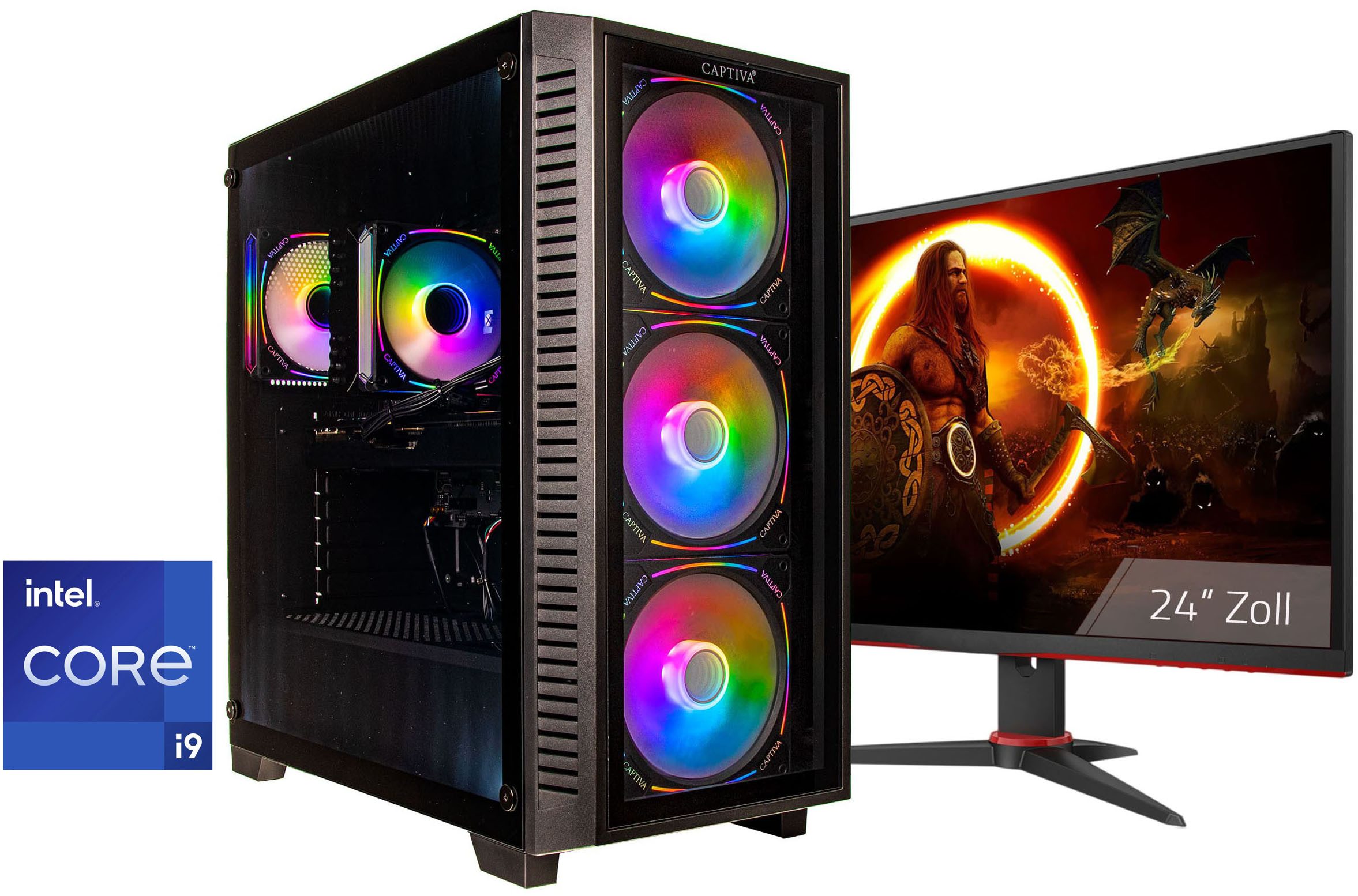 CAPTIVA Advanced Gaming I95-536 TFT Bundle Gaming-PC-Komplettsystem (24", AMD 12900KF, GeForce® RTX™ 5060, 32 GB RAM, 1000 GB SSD)
