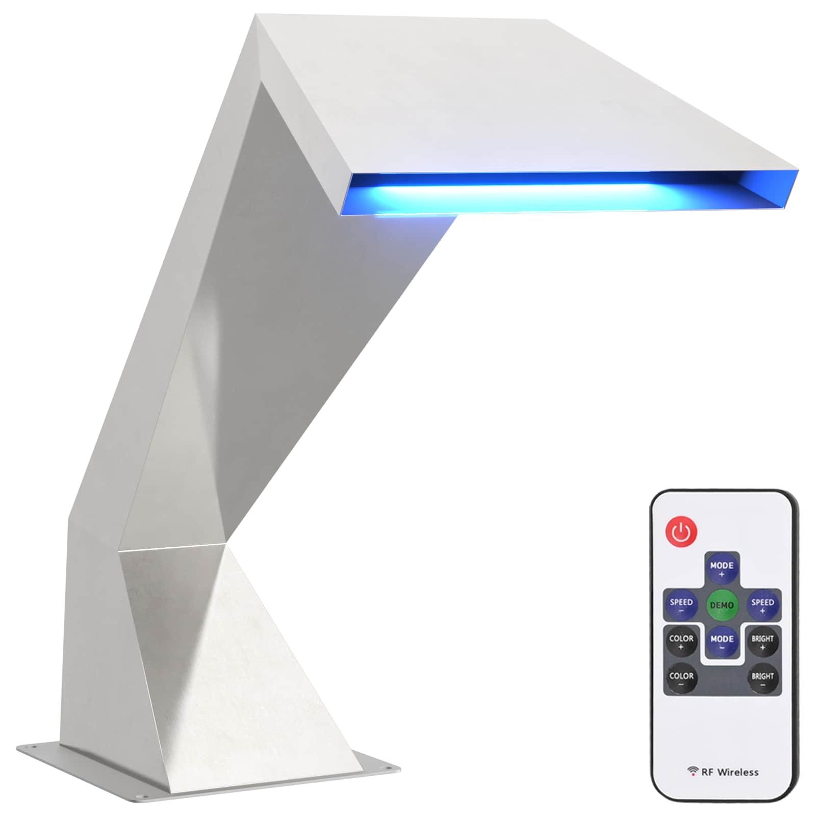 vidaXL Wasserfall Poolwasserfall mit RGB-LEDs Edelstahl 63,5 x 29 x 51 cm Silber, (1 tlg)