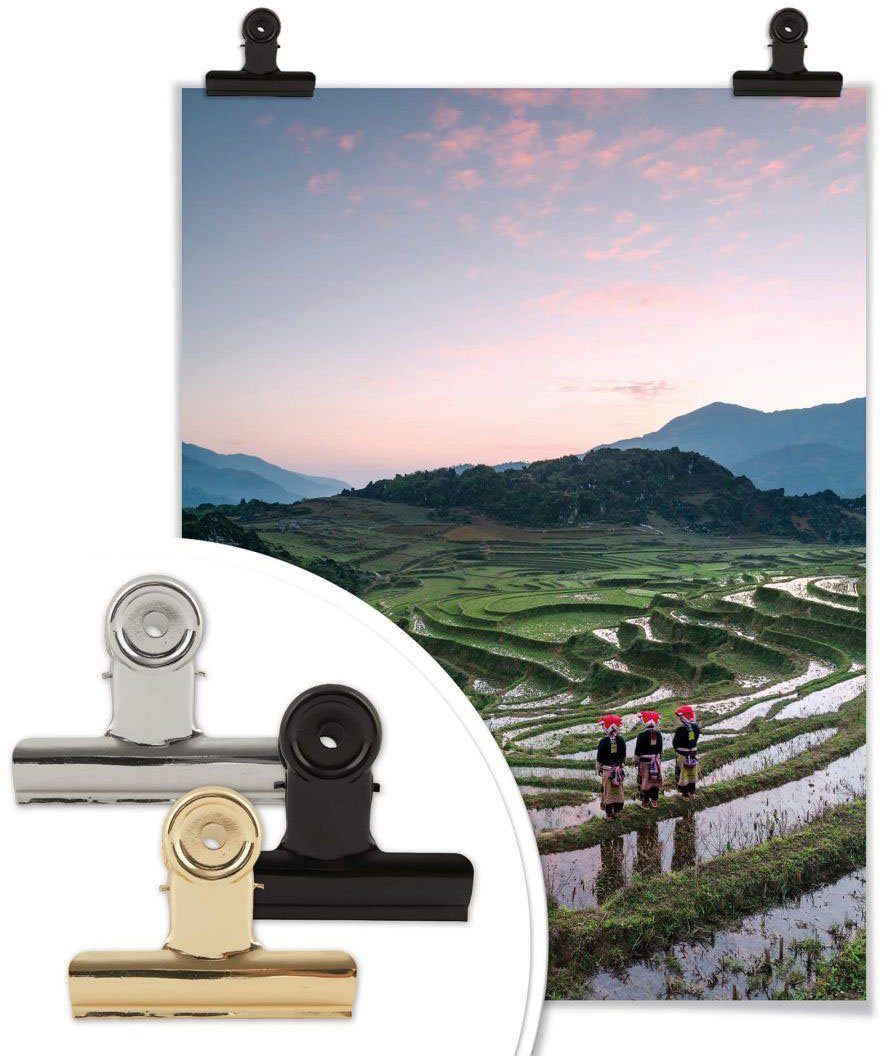 Wall-Art Poster Reisterrassen Vietnam, Landschaften (1 Bild, Poster, St), Wandposter Wandbild