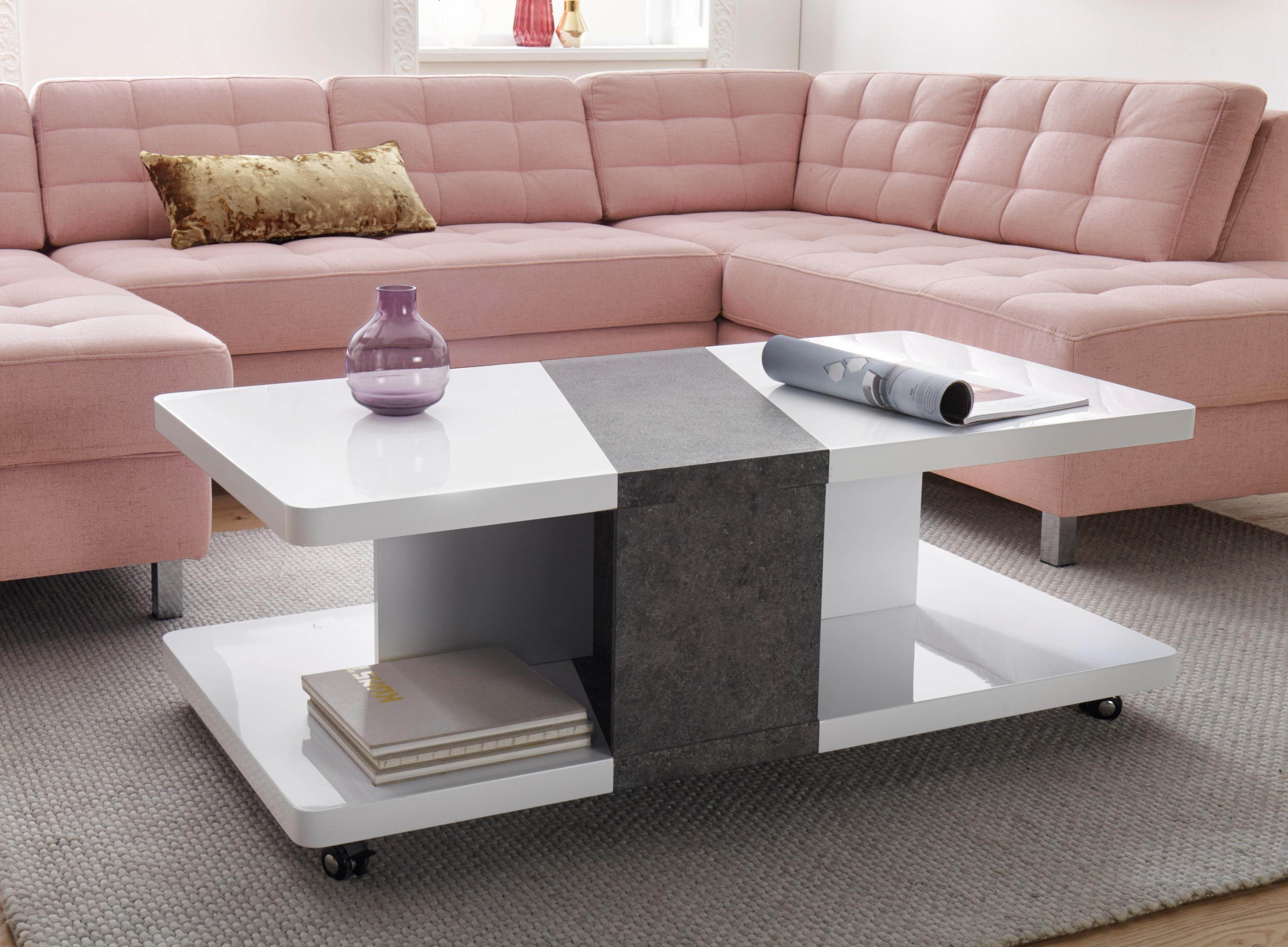 Homexperts Couchtisch auf Rollen, 4 cm starke Tischplatte online kaufen